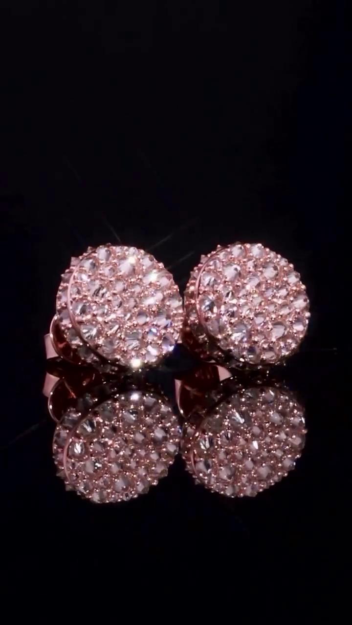 10mm Inverted Mosaic Set Moissanite Stud Earrings, D Color VVS1 Round Cut, 925 Sterling Silver or Solid 10K Gold, Passes Diamond Tester