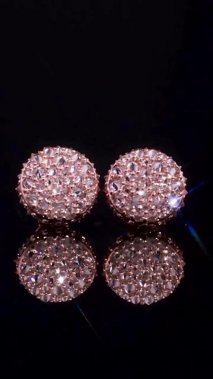 10mm Inverted Mosaic Set Moissanite Stud Earrings, D Color VVS1 Round Cut, 925 Sterling Silver or Solid 10K Gold, Passes Diamond Tester