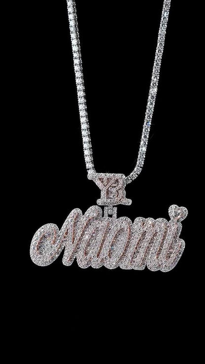Real Moissanite Diamonds Women Layered Name Pendant, Without Chain, Custom Name, Letter, Real Solid 925 Silver, 14k Rose Gold Plated