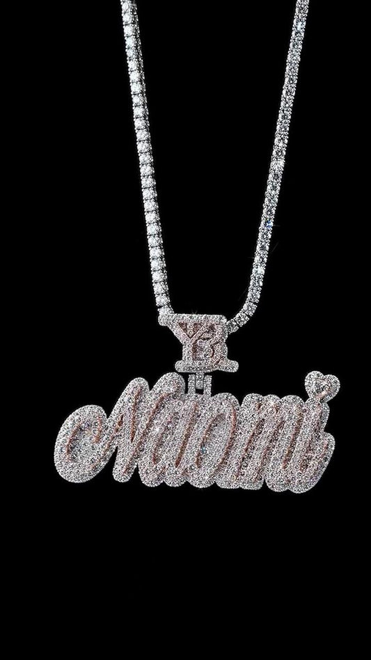 Real Moissanite Diamonds Women Layered Name Pendant, Without Chain, Custom Name, Letter, Real Solid 925 Silver, 14k Rose Gold Plated