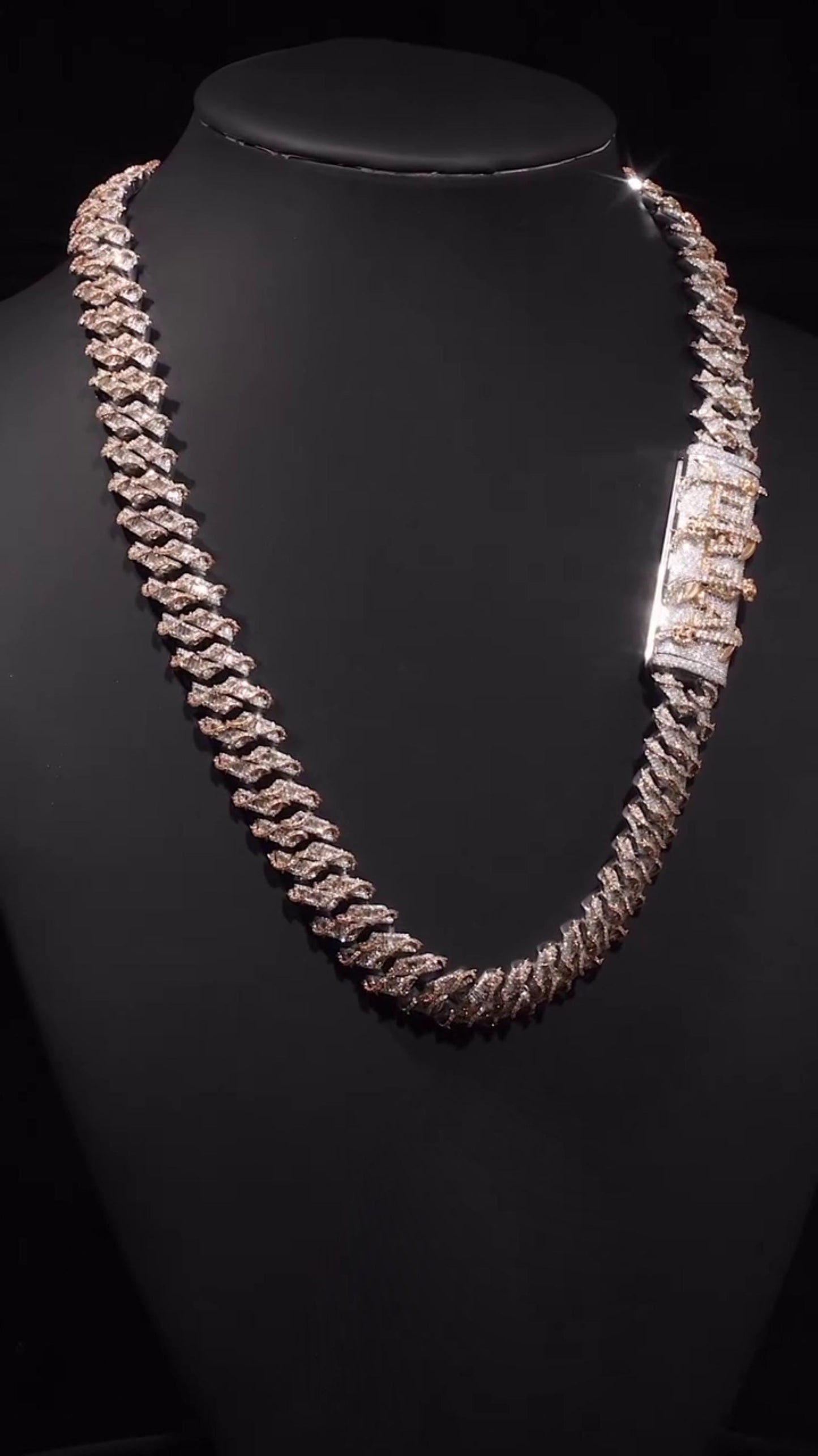 Custom Rose Thorn Cuban Link Chain | 18mm Wide | VVS1 Baguette Moissanite | 925 Sterling Silver | Luxury Hip Hop Necklace