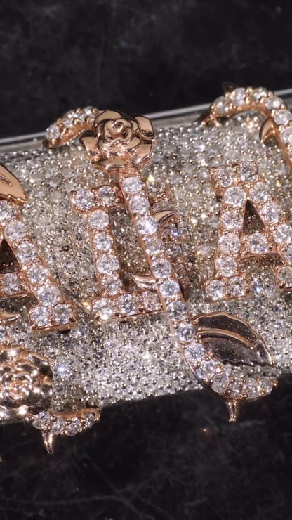 Custom Rose Thorn Cuban Link Chain | 18mm Wide | VVS1 Baguette Moissanite | 925 Sterling Silver | Luxury Hip Hop Necklace