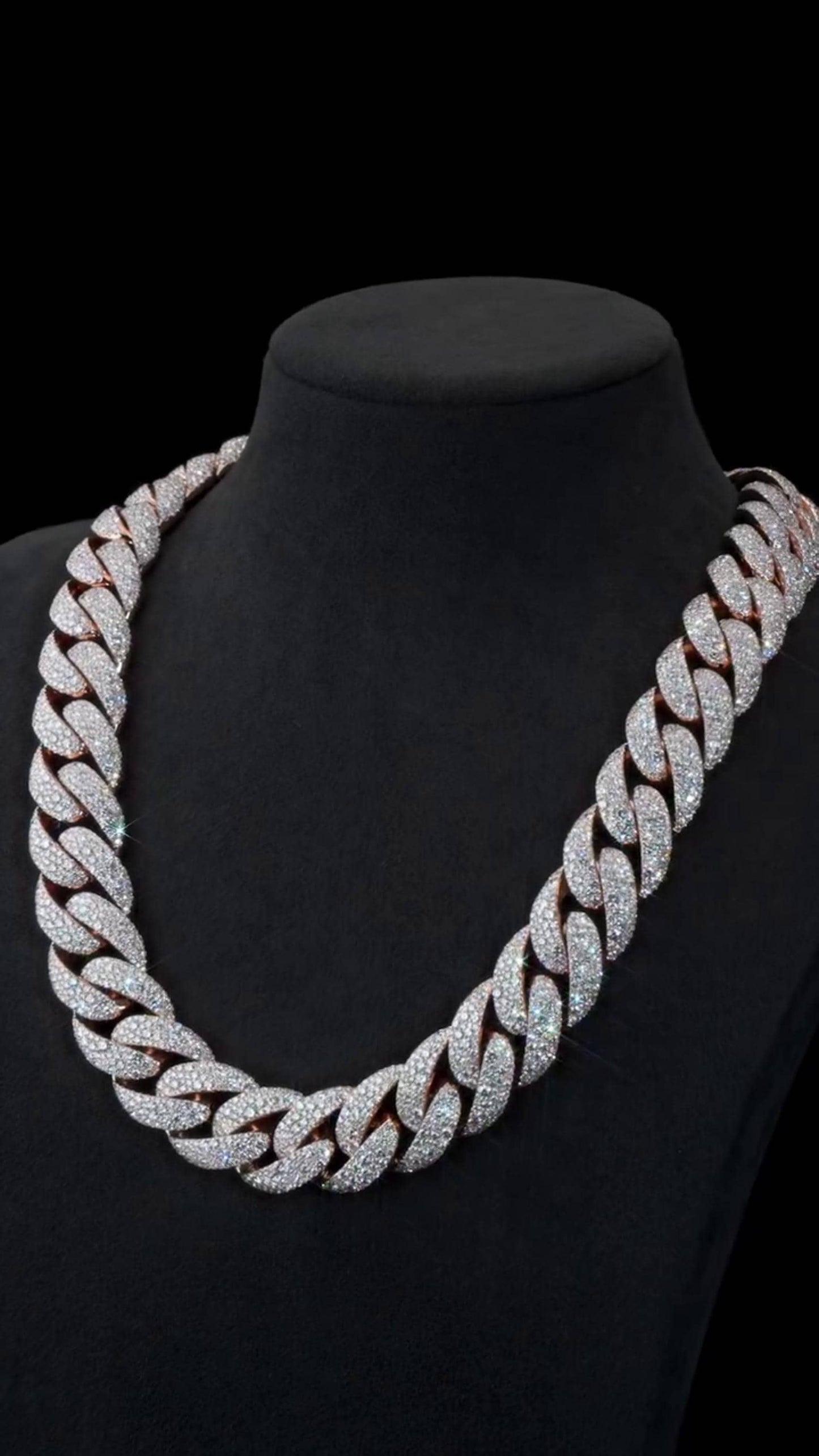 22mm Mosaic Set Miami Cuban Link Chain | VVS1 Moissanite Diamonds | 925 Sterling Silver | Iced Out Hip Hop Necklace