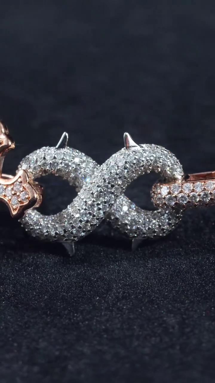 Iced Out Cross Link Bracelet | 925 Silver or 10K Gold | VVS1 Moissanite Hip Hop Jewelry | Diamond Tester Passed