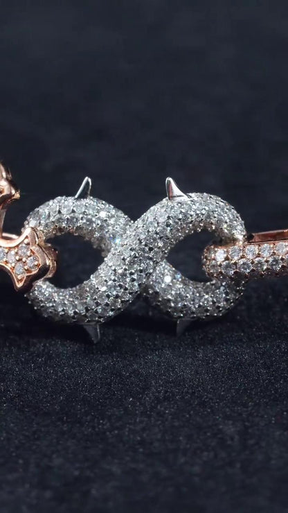 Iced Out Cross Link Bracelet | 925 Silver or 10K Gold | VVS1 Moissanite Hip Hop Jewelry | Diamond Tester Passed