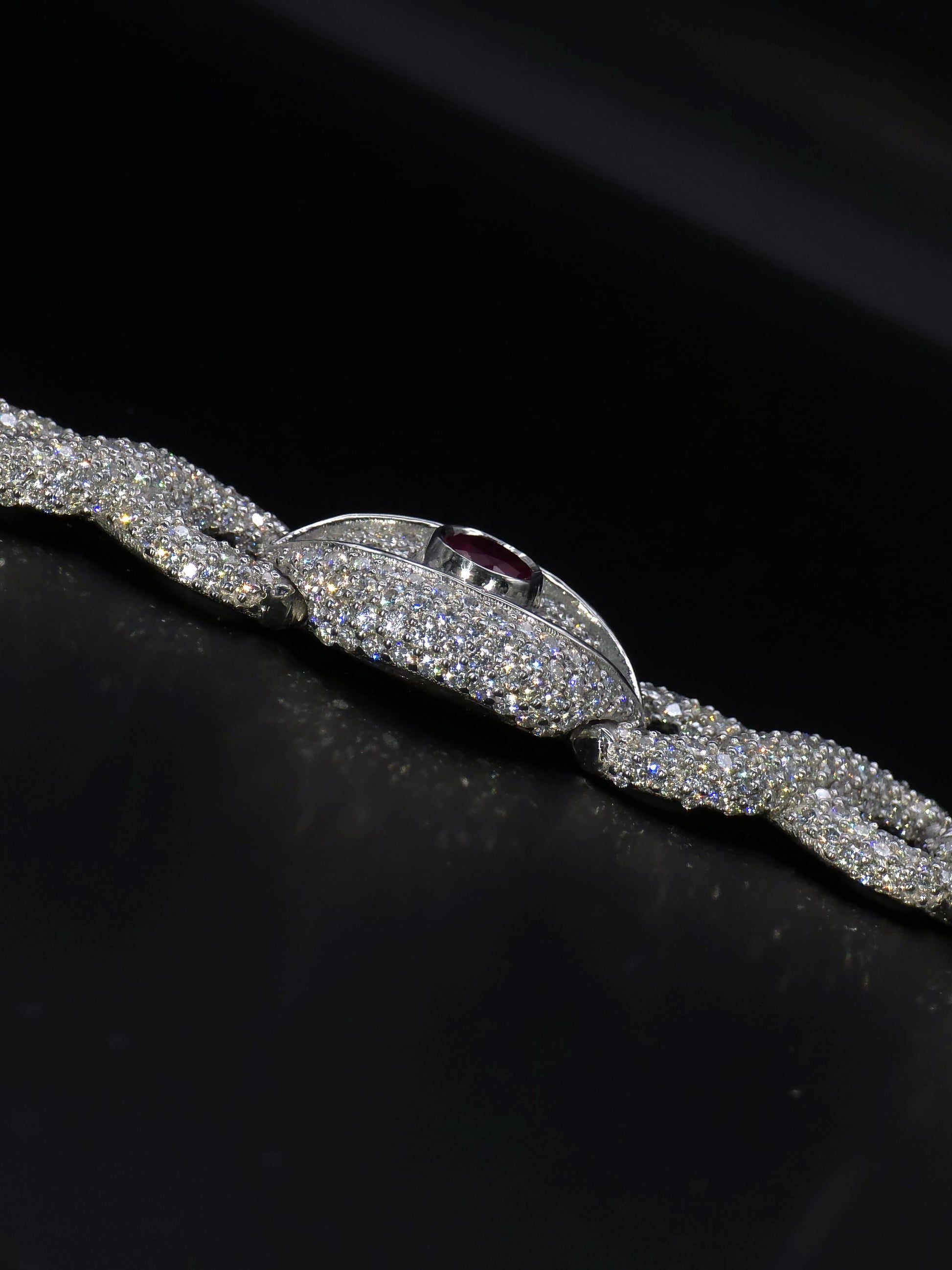 Luxury Ruby Evil Eye Bracelet | 16mm Wide | VVS1 Moissanite Iced Out Link Bracelet | 925 Sterling Silver | Hip Hop Jewelry for Men & Women