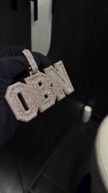Custom Iced Out Letter Pendant | 925 Silver | VVS Moissanite | Fully Customizable Initial Pendant | Hip Hop Bling Jewelry