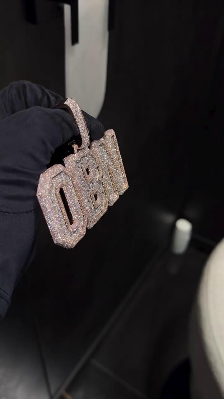 Custom Iced Out Letter Pendant | 925 Silver | VVS Moissanite | Fully Customizable Initial Pendant | Hip Hop Bling Jewelry