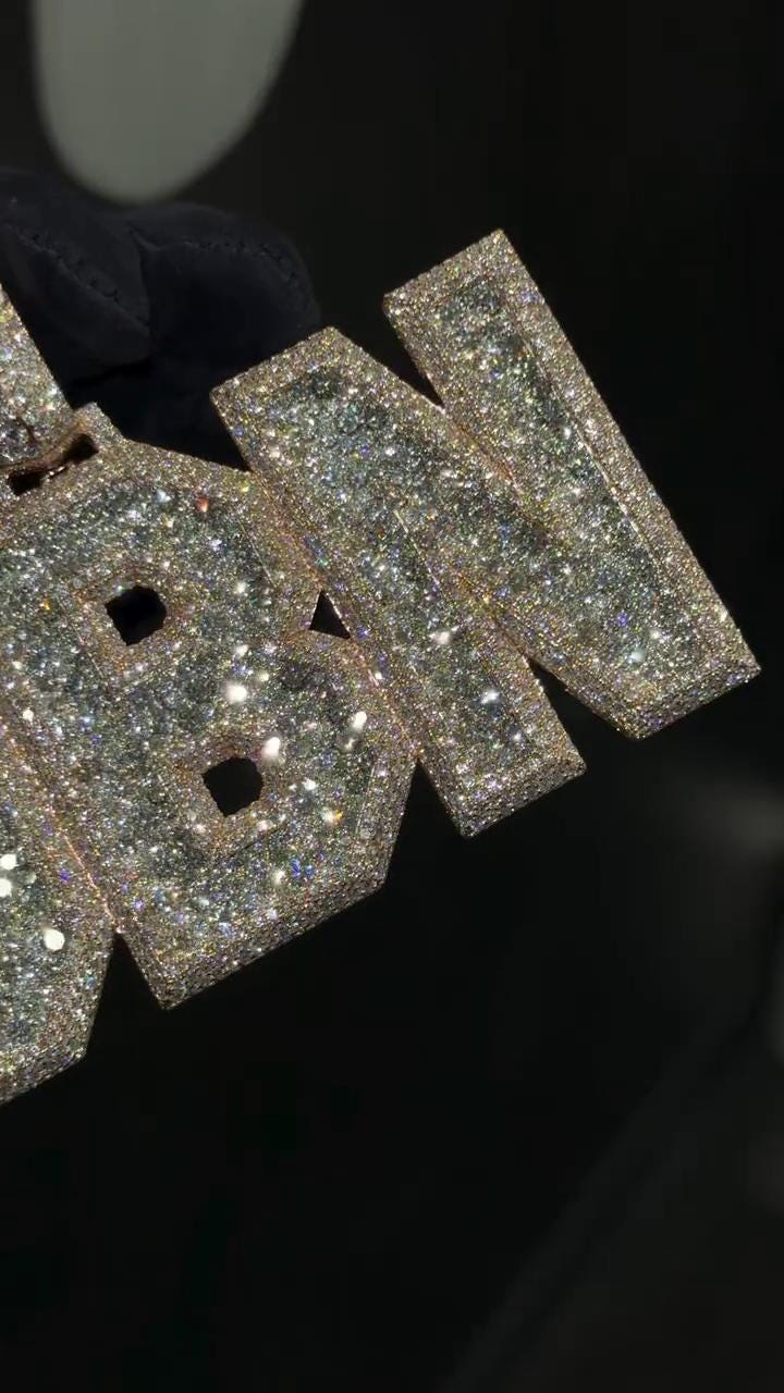 Custom Iced Out Letter Pendant | 925 Silver | VVS Moissanite | Fully Customizable Initial Pendant | Hip Hop Bling Jewelry