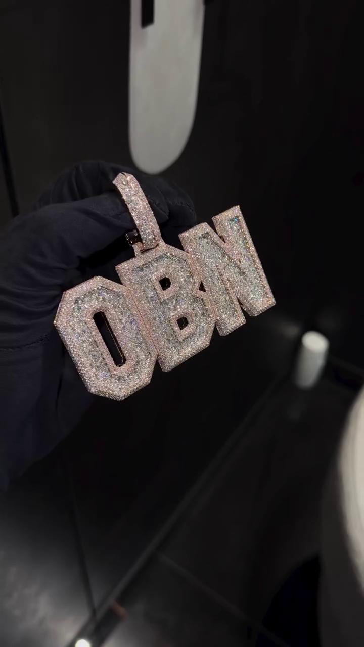 Custom Iced Out Letter Pendant | 925 Silver | VVS Moissanite | Fully Customizable Initial Pendant | Hip Hop Bling Jewelry