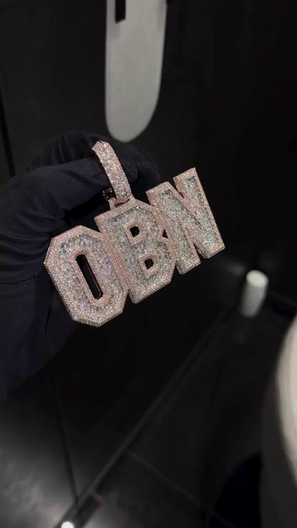 Custom Iced Out Letter Pendant | 925 Silver | VVS Moissanite | Fully Customizable Initial Pendant | Hip Hop Bling Jewelry