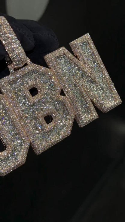 Custom Iced Out Letter Pendant | 925 Silver | VVS Moissanite | Fully Customizable Initial Pendant | Hip Hop Bling Jewelry