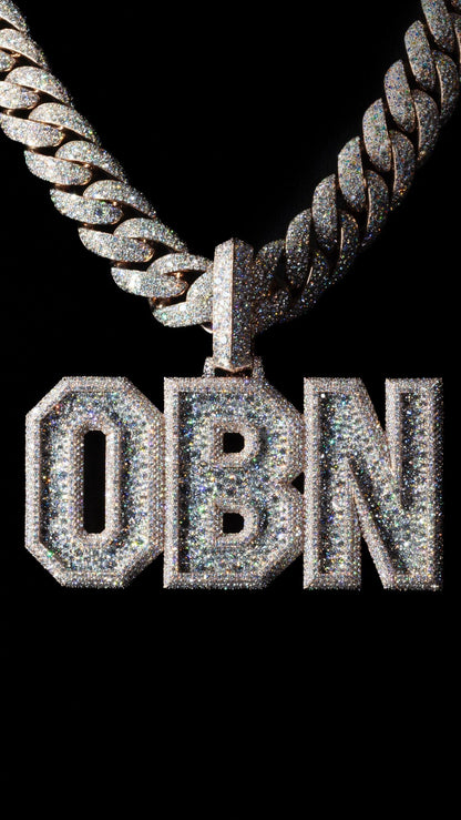 Custom Iced Out Letter Pendant | 925 Silver | VVS Moissanite | Fully Customizable Initial Pendant | Hip Hop Bling Jewelry