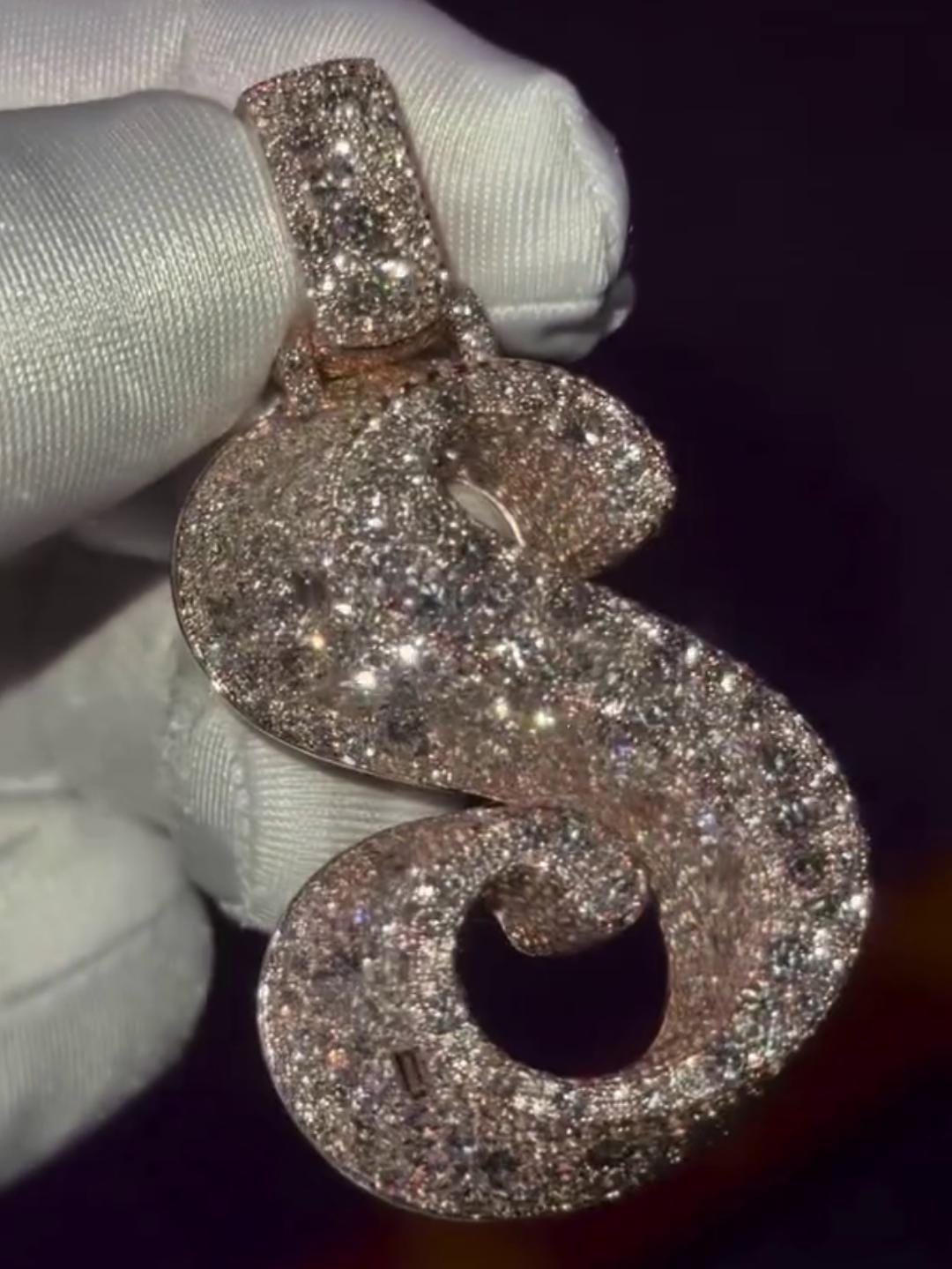 Custom Initial "S" Pendant | 925 Sterling Silver | VVS Moissanite | 3D Letter Pendant | Mosaic Setting Iced Out Hip Hop Jewelry