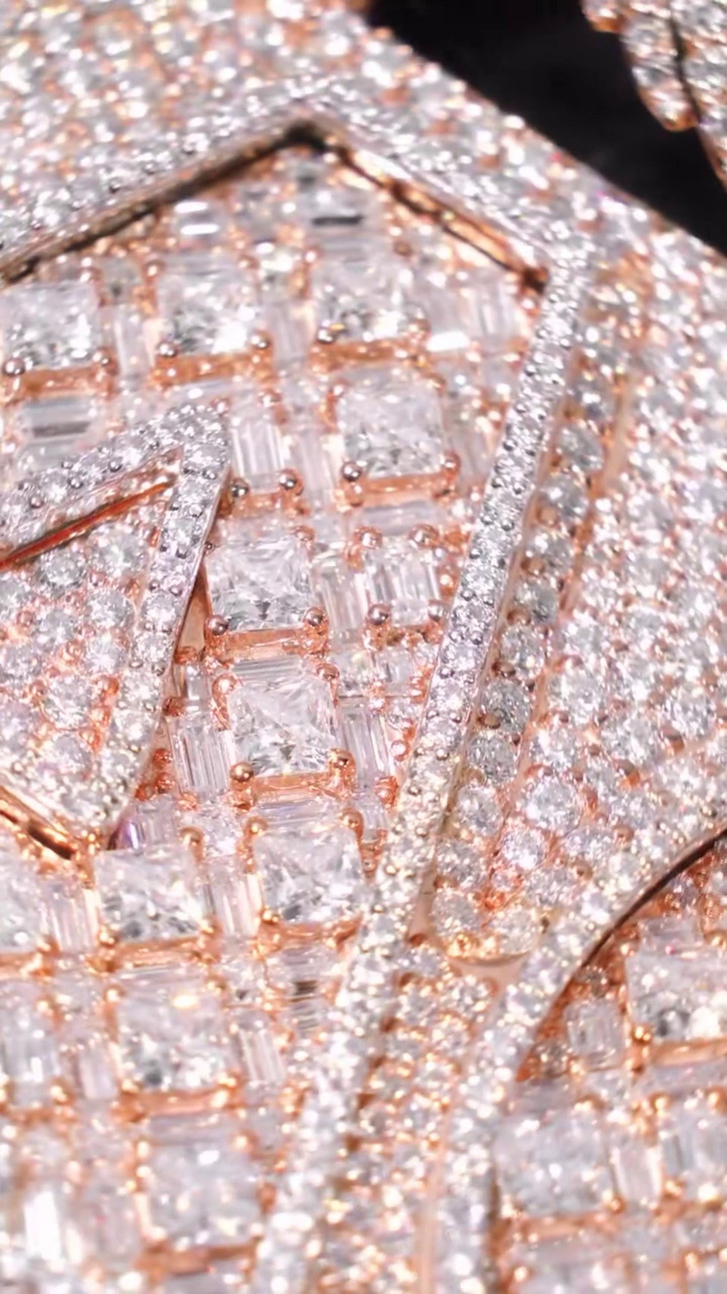 Custom Iced Out Pendant | Raised Princess & Baguette VVS Moissanite | 925 Sterling Silver | Round Diamond Border | Luxury Hip Hop Jewelry
