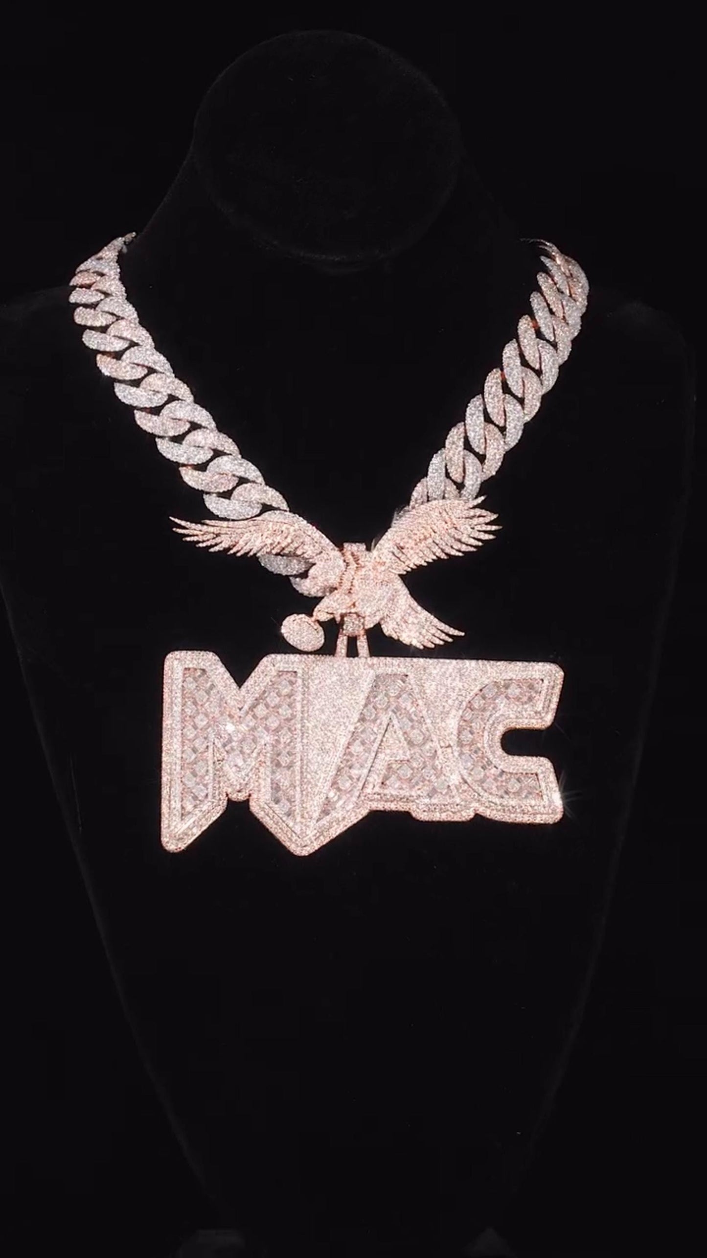 Custom Iced Out Pendant | Raised Princess & Baguette VVS Moissanite | 925 Sterling Silver | Round Diamond Border | Luxury Hip Hop Jewelry