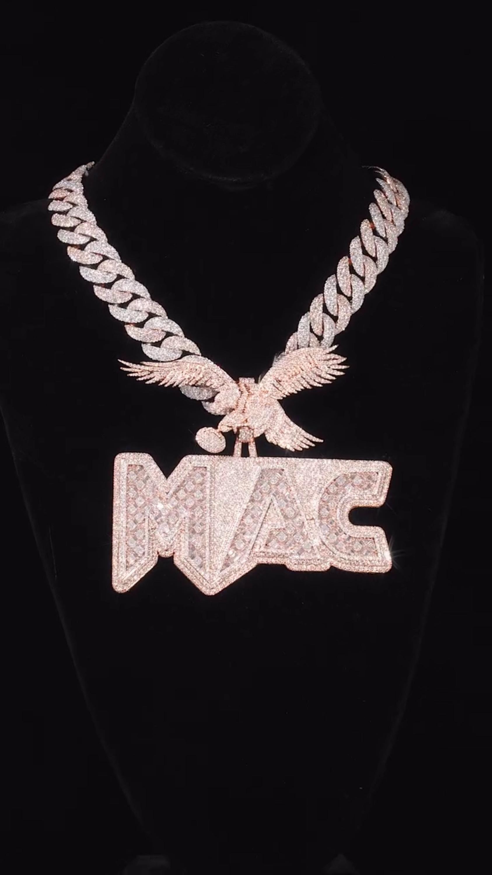 Custom Iced Out Pendant | Raised Princess & Baguette VVS Moissanite | 925 Sterling Silver | Round Diamond Border | Luxury Hip Hop Jewelry