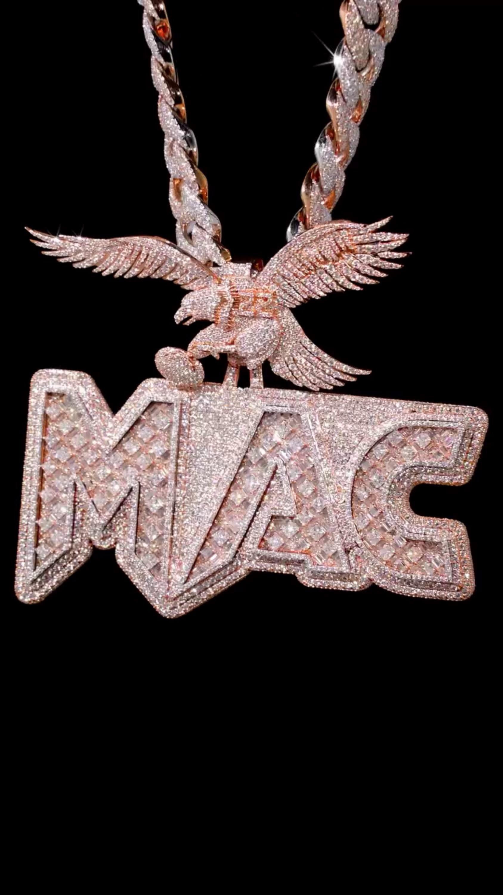 Custom Iced Out Pendant | Raised Princess & Baguette VVS Moissanite | 925 Sterling Silver | Round Diamond Border | Luxury Hip Hop Jewelry