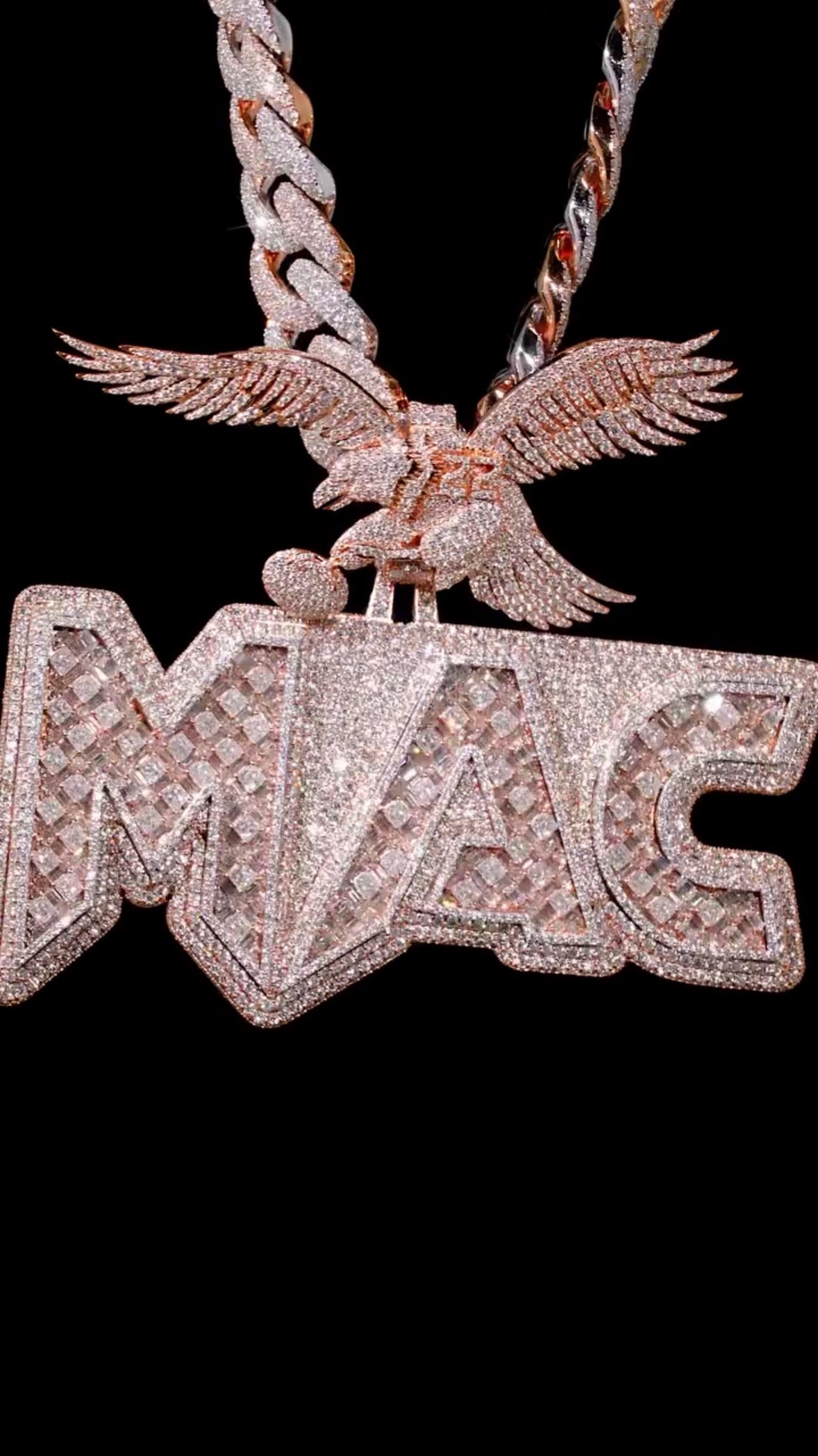 Custom Iced Out Pendant | Raised Princess & Baguette VVS Moissanite | 925 Sterling Silver | Round Diamond Border | Luxury Hip Hop Jewelry