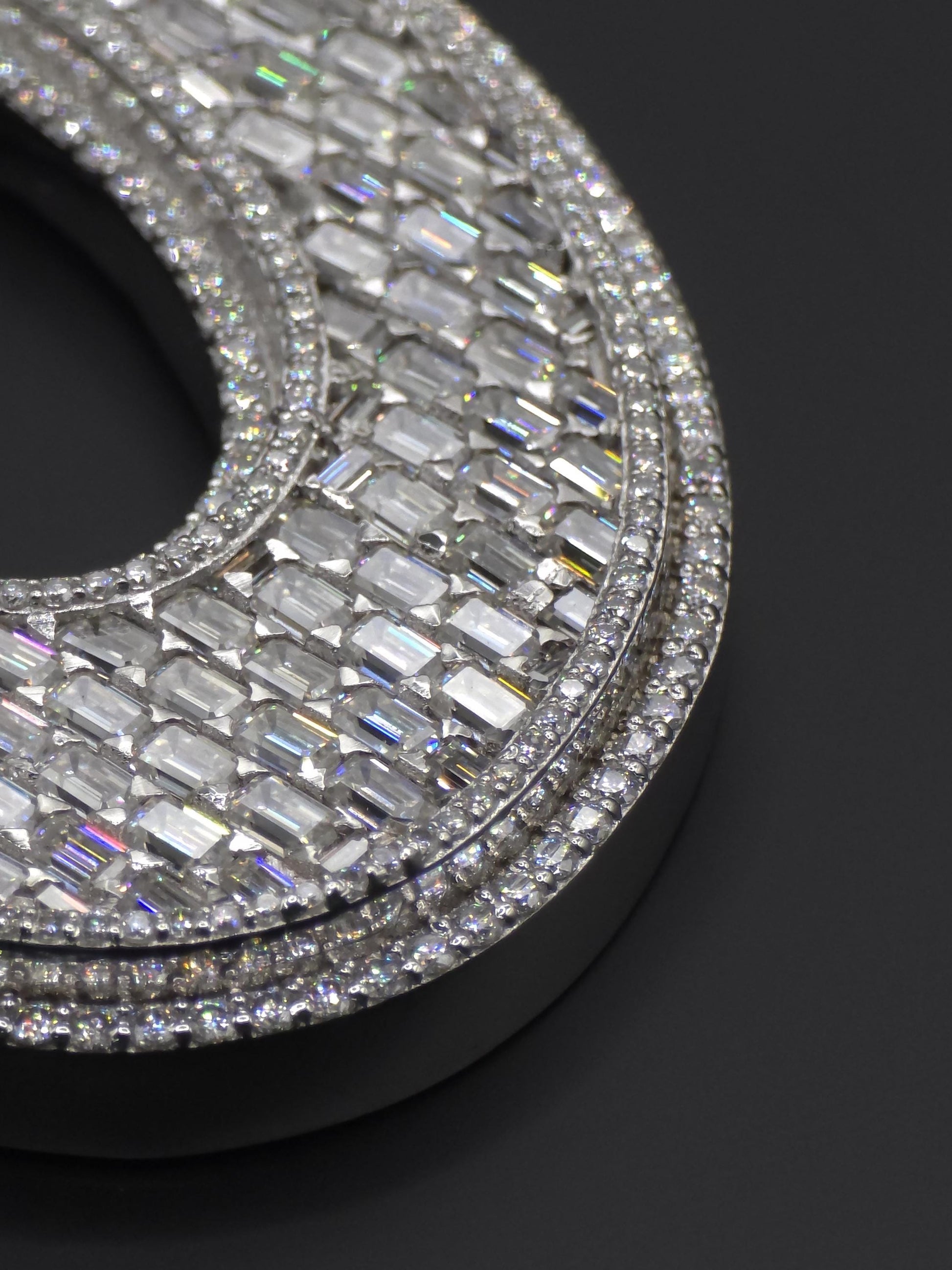 Custom Emerald Cut Moissanite Letter Pendant, Iced Out Layered Hip Hop Necklace, VVS1 Moissanite Diamonds, 925 Sterling Silver / 10K