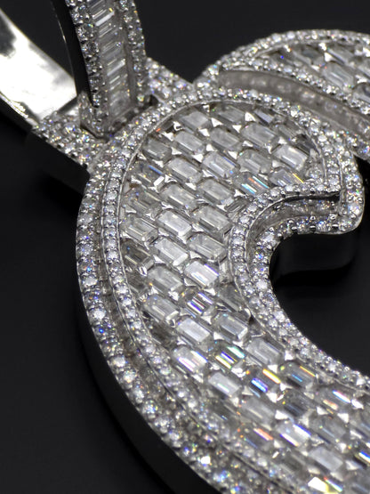 Custom Emerald Cut Moissanite Letter Pendant, Iced Out Layered Hip Hop Necklace, VVS1 Moissanite Diamonds, 925 Sterling Silver / 10K
