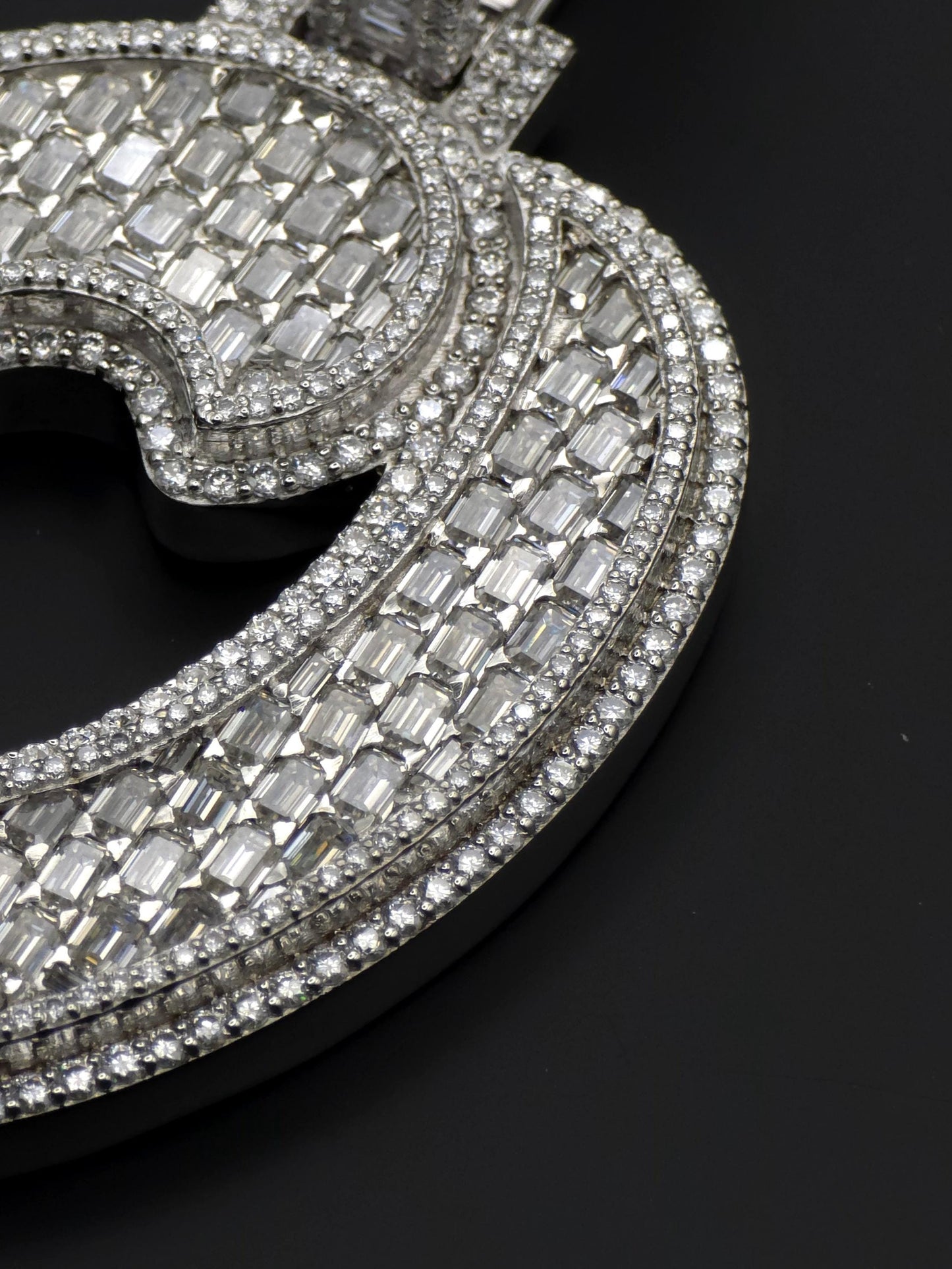 Custom Emerald Cut Moissanite Letter Pendant, Iced Out Layered Hip Hop Necklace, VVS1 Moissanite Diamonds, 925 Sterling Silver / 10K