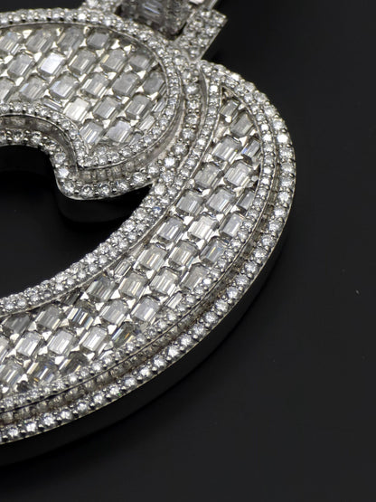 Custom Emerald Cut Moissanite Letter Pendant, Iced Out Layered Hip Hop Necklace, VVS1 Moissanite Diamonds, 925 Sterling Silver / 10K
