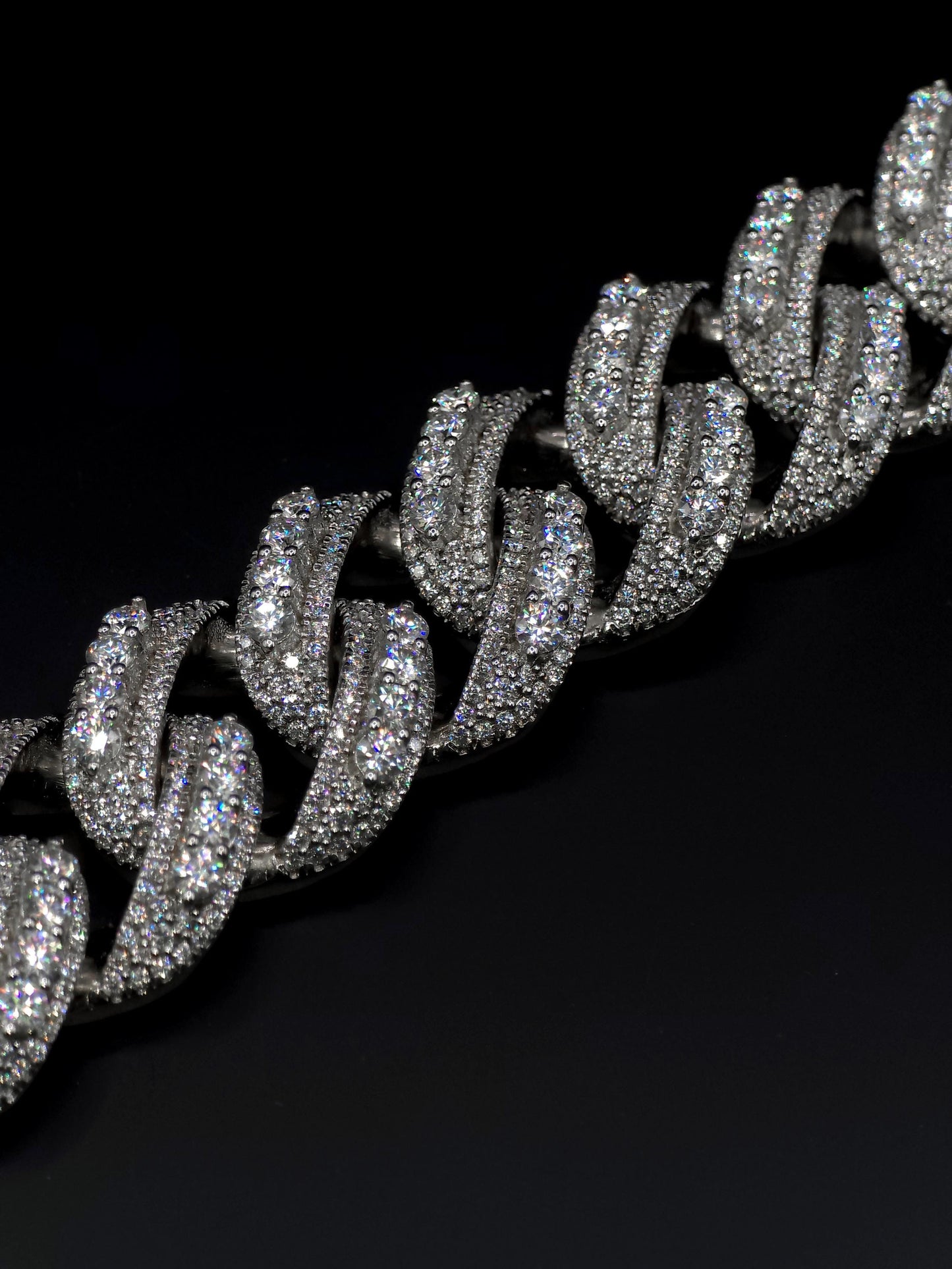 20mm Iced Miami Cuban Link Bracelet | Raised Pointers | VVS1 Moissanite Diamonds | Rhodium Plated 925 Sterling Silver | Hip Hop Jewelry