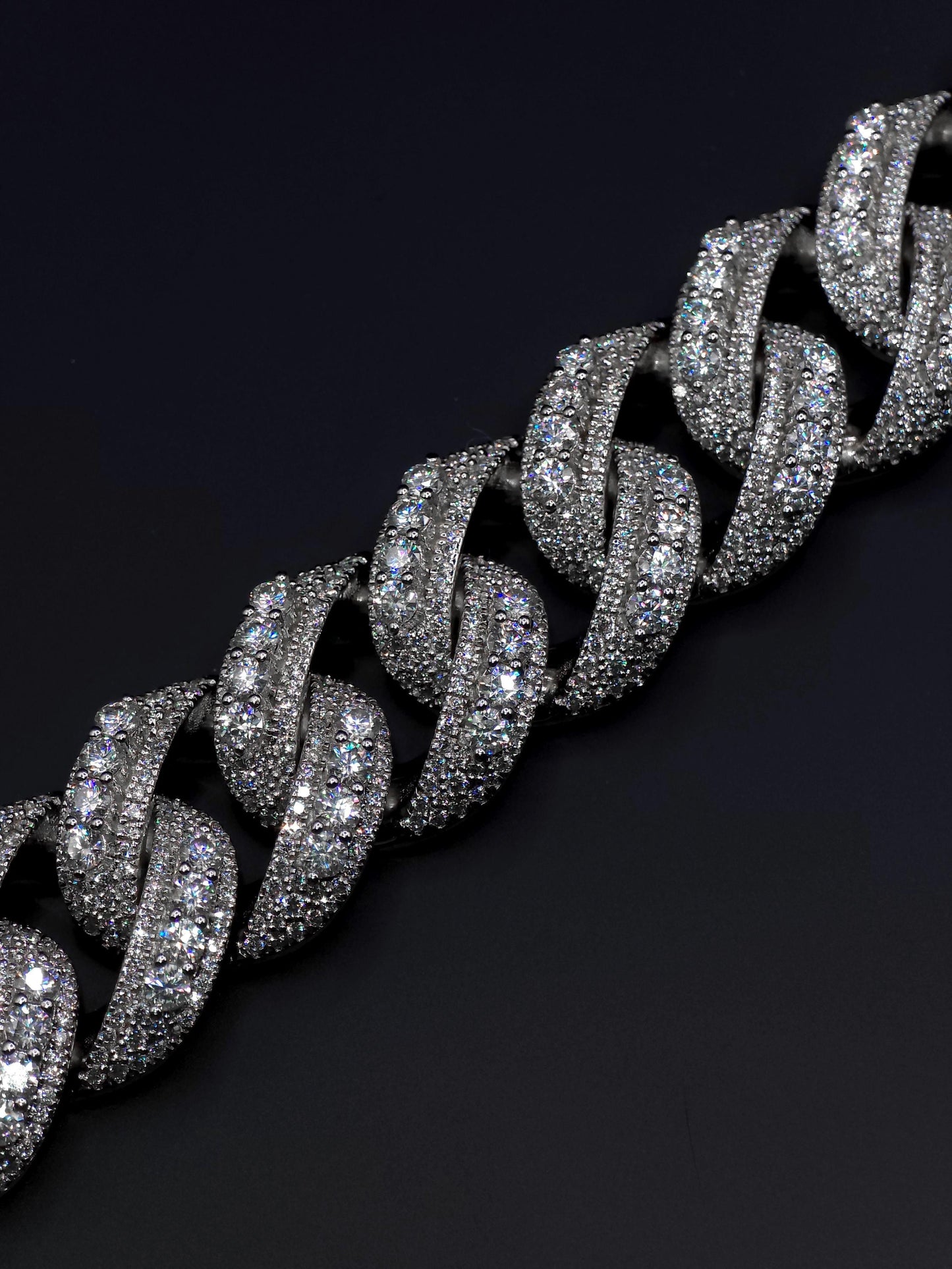20mm Iced Miami Cuban Link Bracelet | Raised Pointers | VVS1 Moissanite Diamonds | Rhodium Plated 925 Sterling Silver | Hip Hop Jewelry