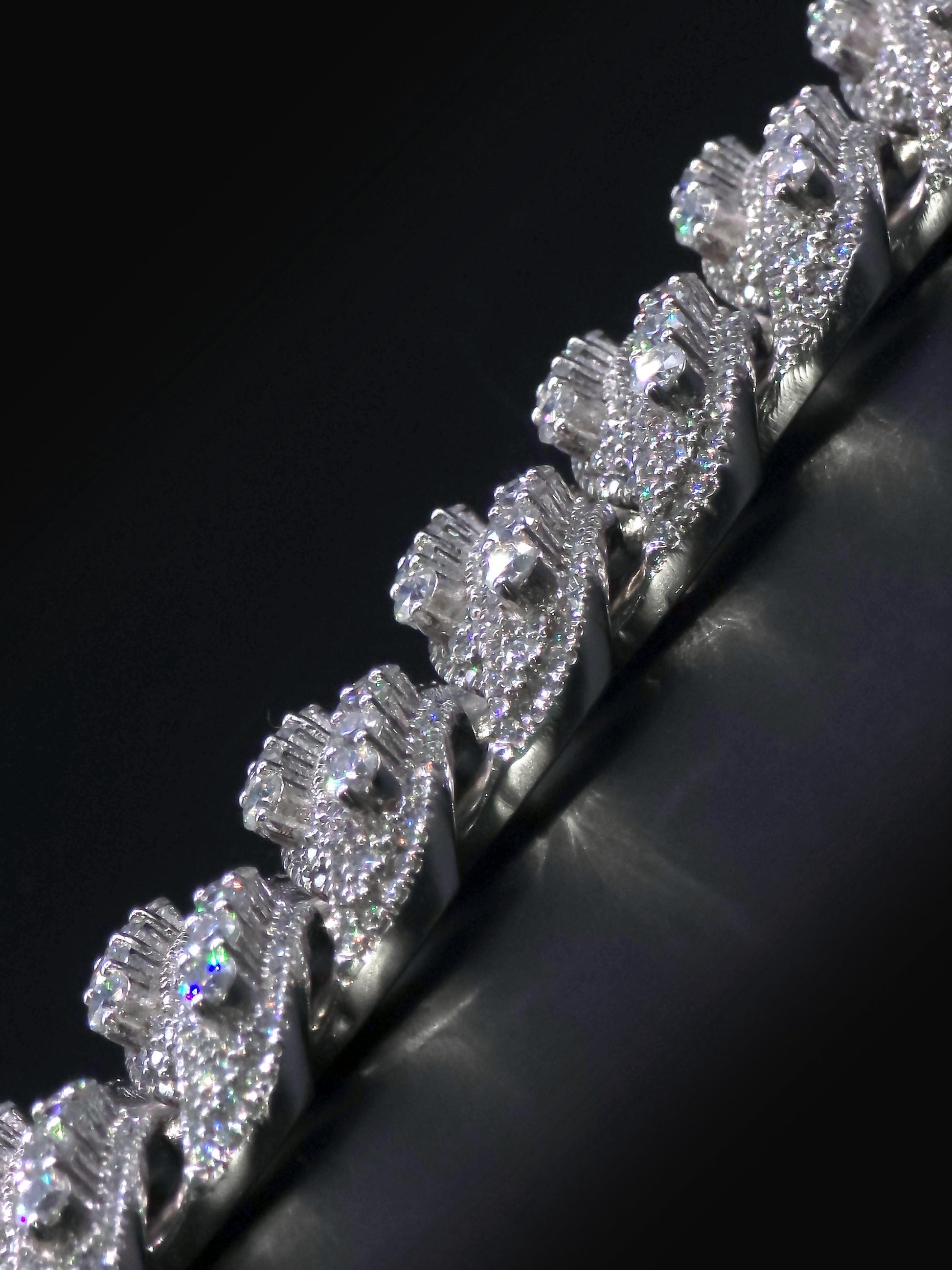 20mm Iced Miami Cuban Link Bracelet | Raised Pointers | VVS1 Moissanite Diamonds | Rhodium Plated 925 Sterling Silver | Hip Hop Jewelry