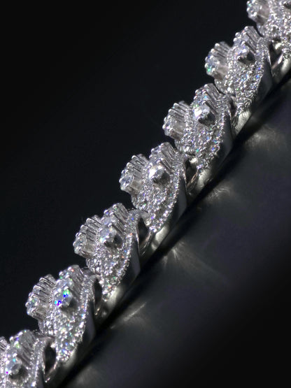 20mm Iced Miami Cuban Link Bracelet | Raised Pointers | VVS1 Moissanite Diamonds | Rhodium Plated 925 Sterling Silver | Hip Hop Jewelry