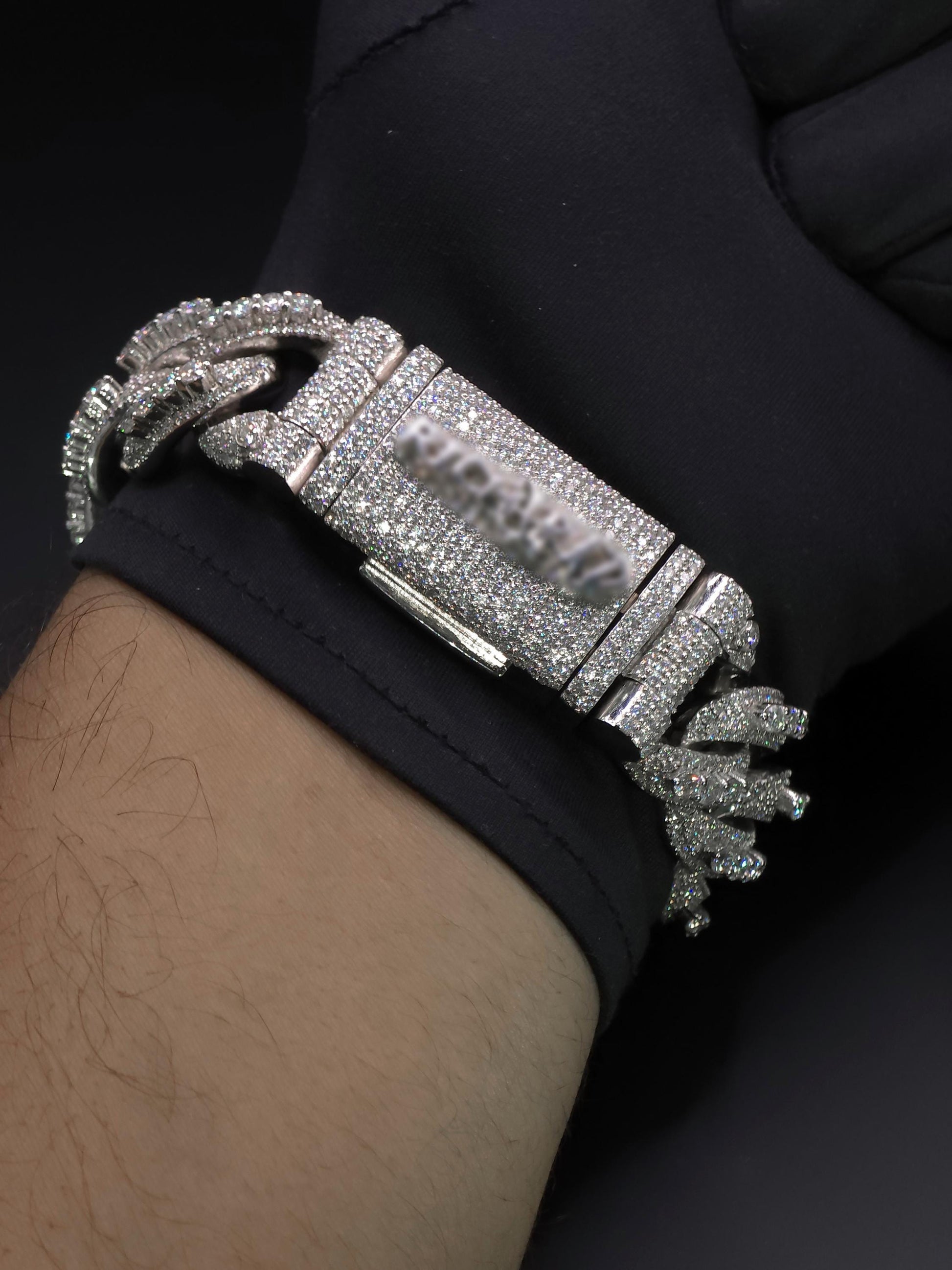 20mm Iced Miami Cuban Link Bracelet | Raised Pointers | VVS1 Moissanite Diamonds | Rhodium Plated 925 Sterling Silver | Hip Hop Jewelry