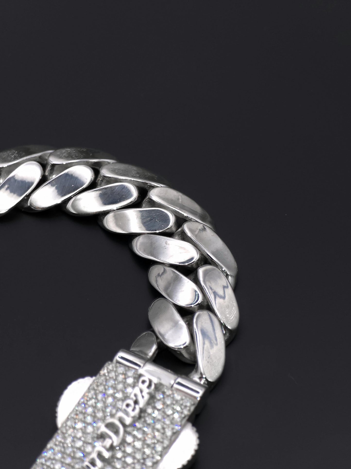 15mm Cuban Link Bracelet with Custom Moissanite Lock | Solid 925 Sterling Silver | Plain Polished Finish | Iced Out Clasp | Hip Hop Jewelry