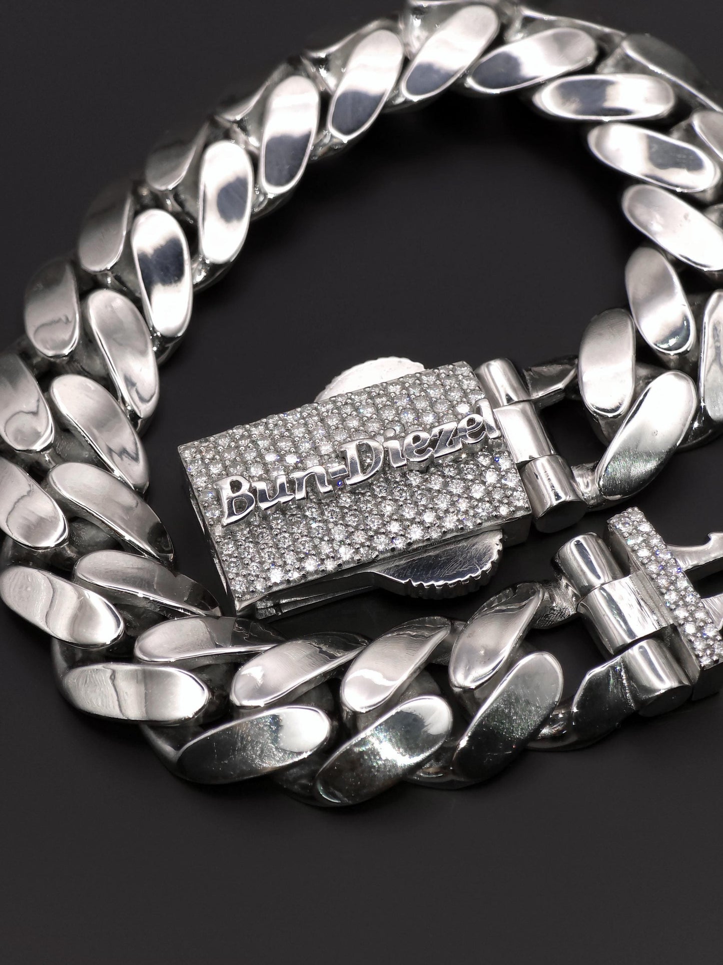 15mm Cuban Link Bracelet with Custom Moissanite Lock | Solid 925 Sterling Silver | Plain Polished Finish | Iced Out Clasp | Hip Hop Jewelry