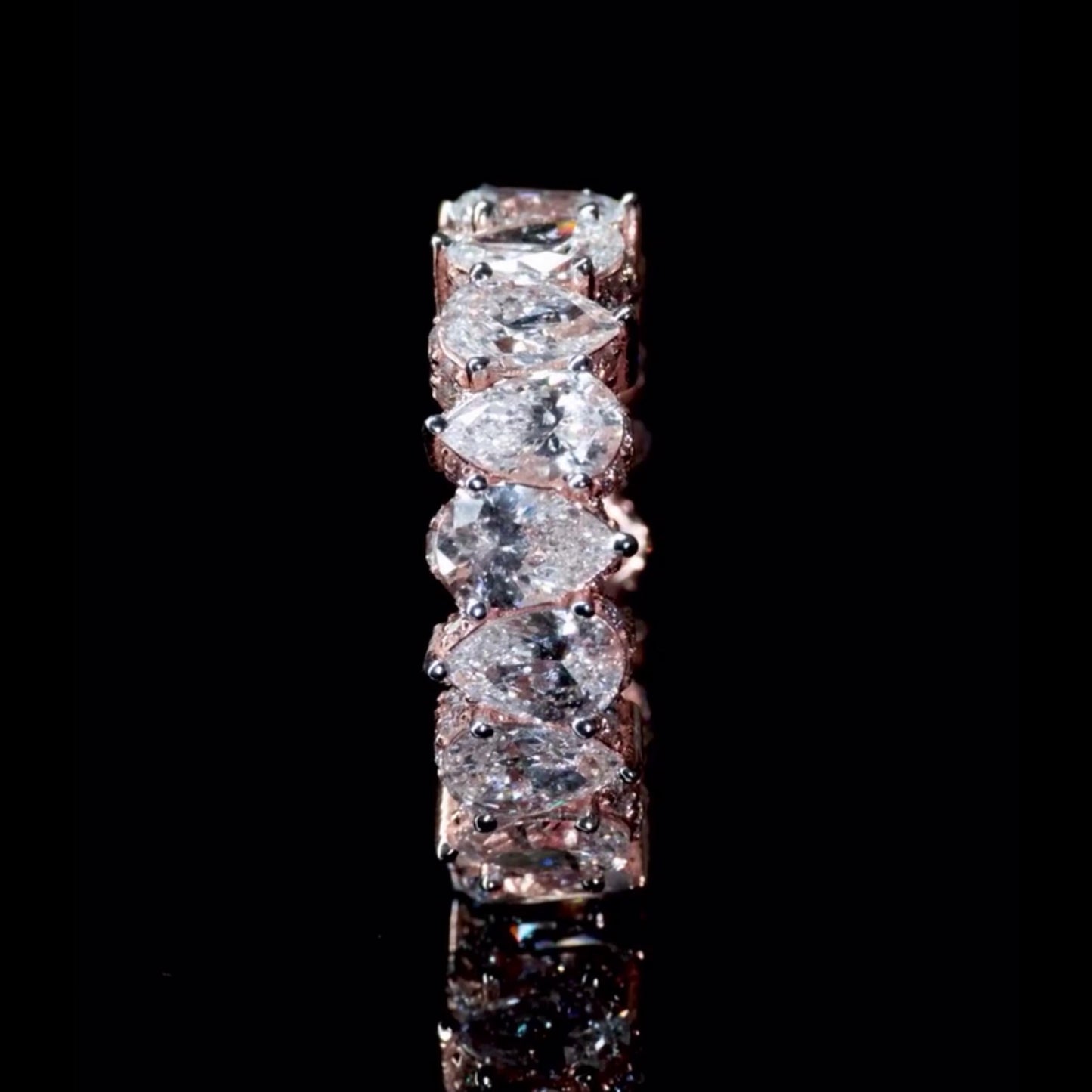 Eternity Band Ring | Pear Shape Moissanite | D Color VVS1 Moissanite Diamonds | Full Iced Out Band Ring | 925 Silver