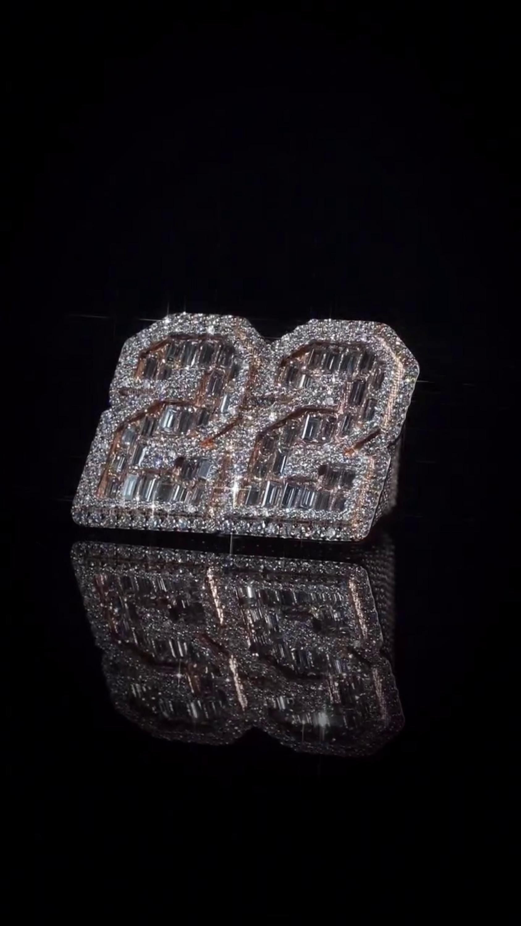 Custom Iced Out Championship Ring, 925 Sterling Silver & VVS Moissanite, Number Ring, Personalized Hip Hop Bling Ring, Men's Statement Ring