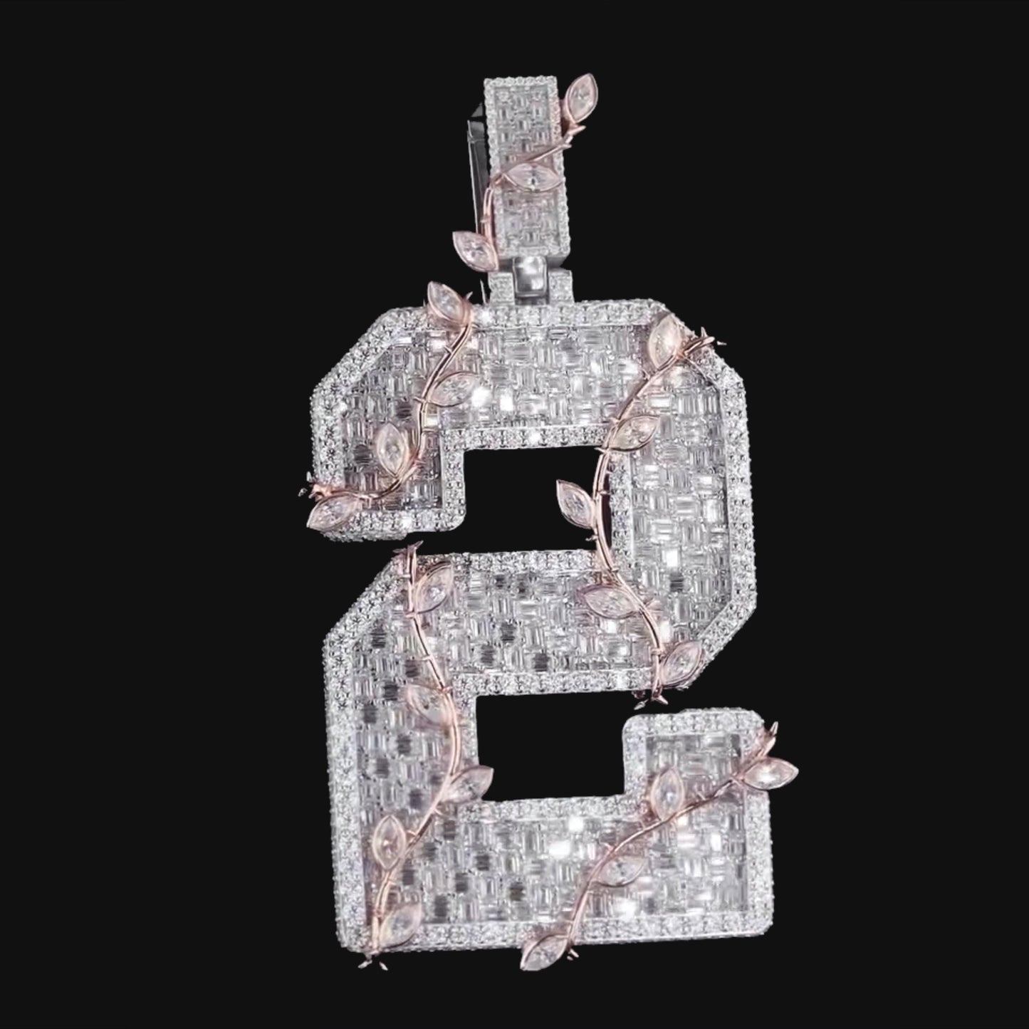 Custom Iced Out Number Pendant | Rhodium Plated 925 Sterling Silver | VVS1 Moissanite Diamonds | Personalized Hip Hop Jewelry