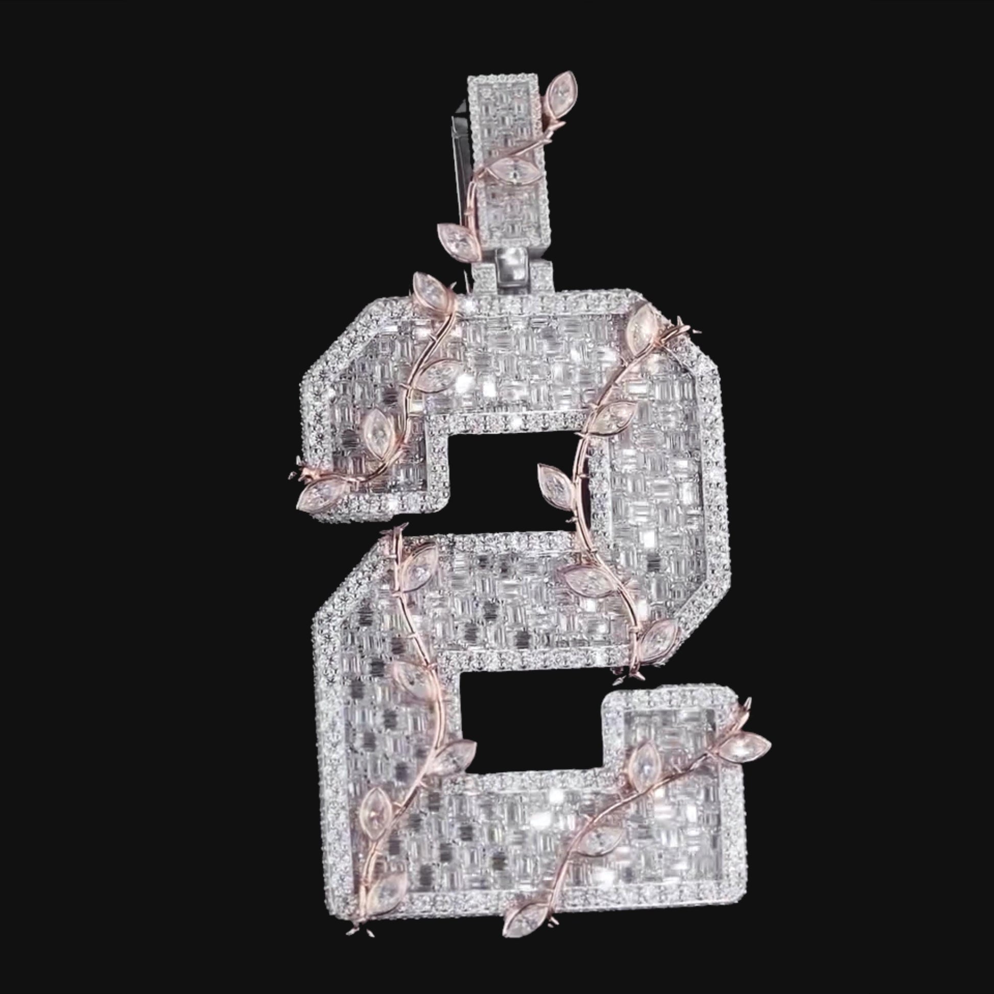 Custom Iced Out Number Pendant | Rhodium Plated 925 Sterling Silver | VVS1 Moissanite Diamonds | Personalized Hip Hop Jewelry