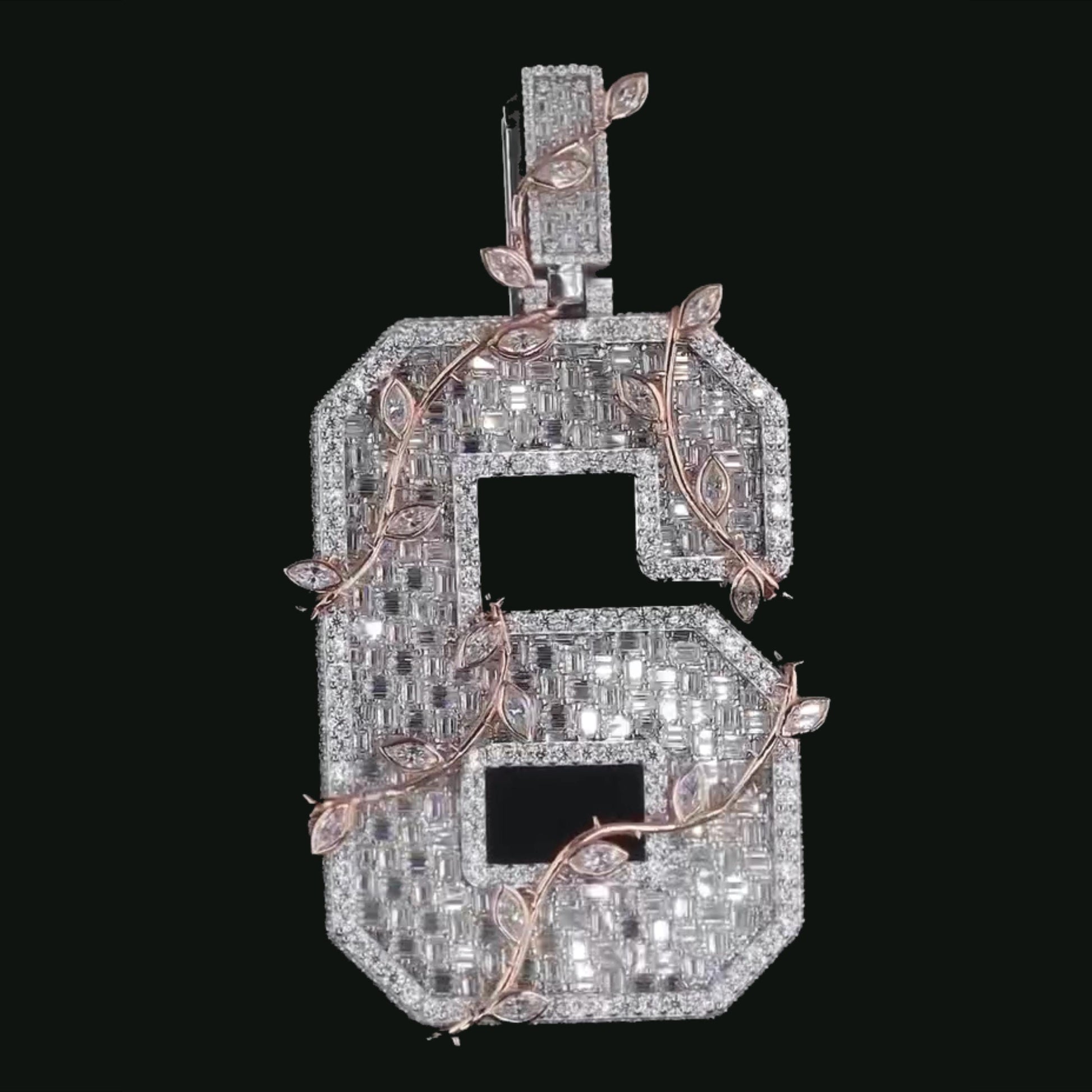 Custom Iced Out Number Pendant | Rhodium Plated 925 Sterling Silver | VVS1 Moissanite Diamonds | Personalized Hip Hop Jewelry
