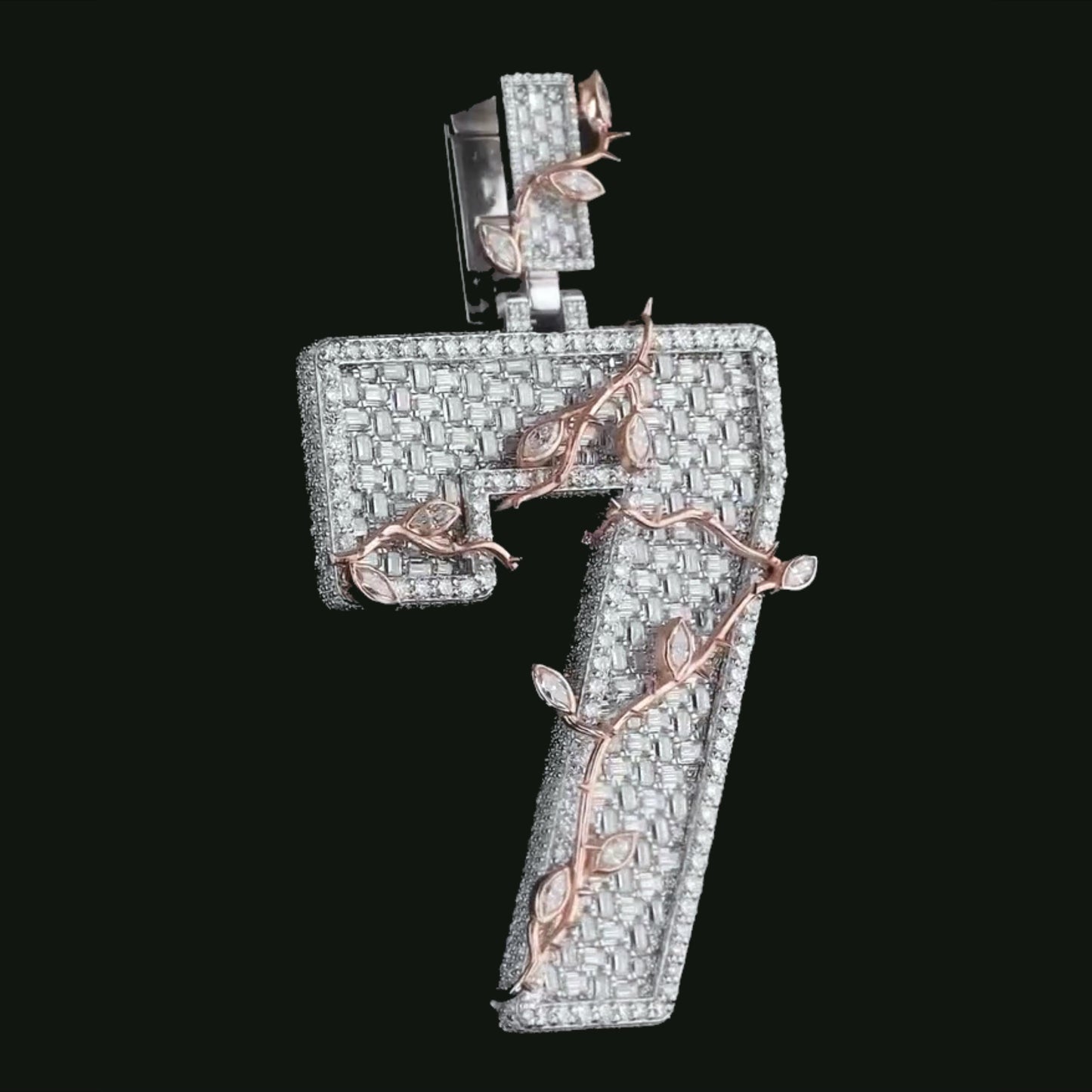 Custom Iced Out Number Pendant | Rhodium Plated 925 Sterling Silver | VVS1 Moissanite Diamonds | Personalized Hip Hop Jewelry