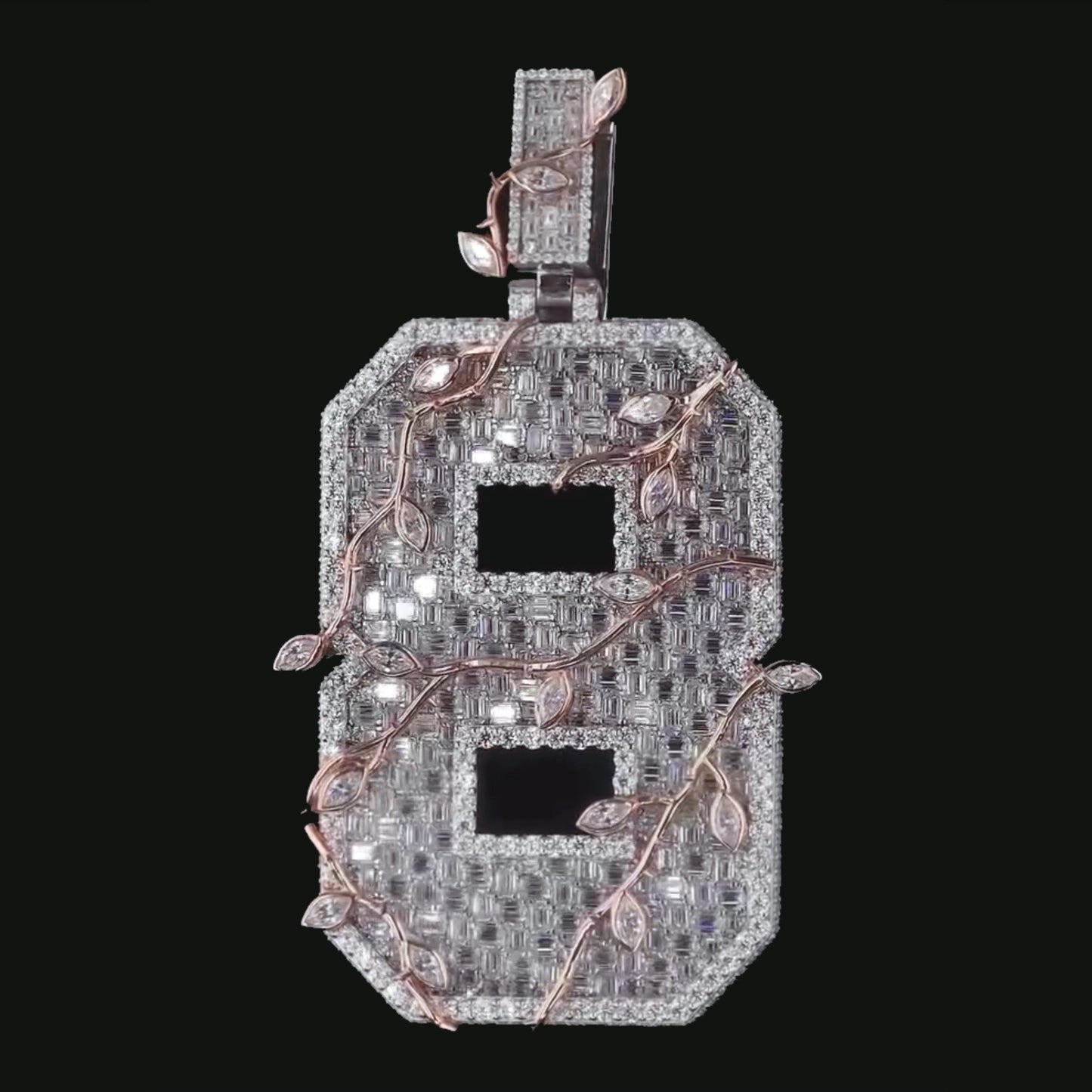 Custom Iced Out Number Pendant | Rhodium Plated 925 Sterling Silver | VVS1 Moissanite Diamonds | Personalized Hip Hop Jewelry