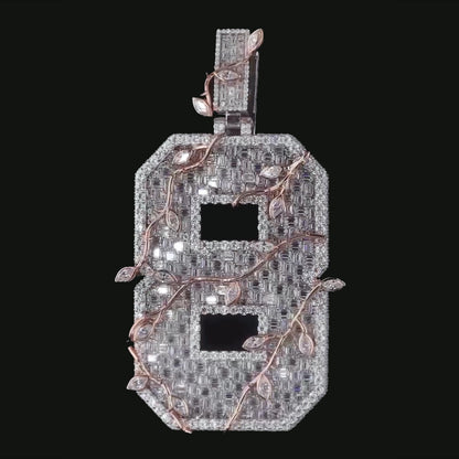 Custom Iced Out Number Pendant | Rhodium Plated 925 Sterling Silver | VVS1 Moissanite Diamonds | Personalized Hip Hop Jewelry