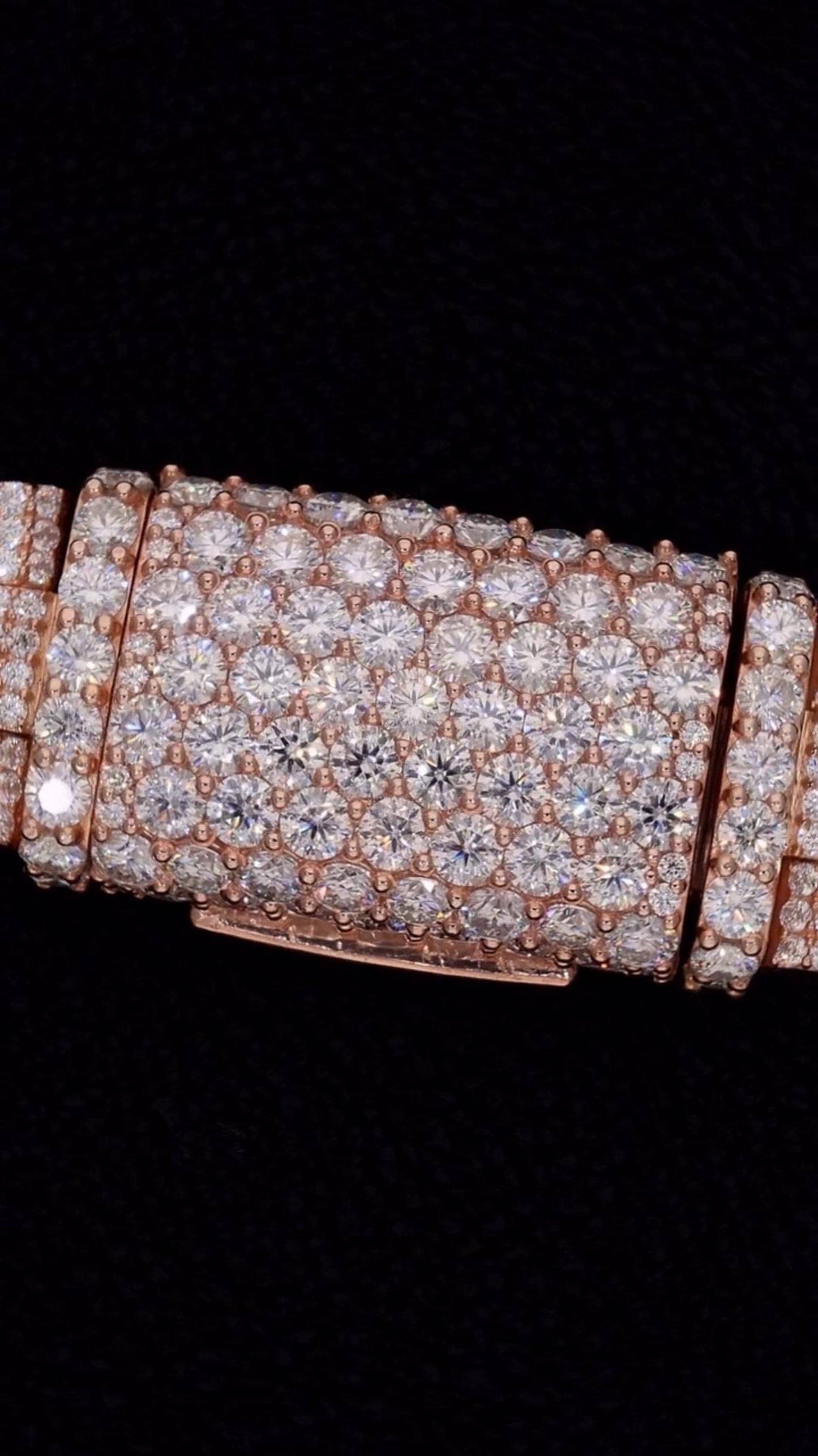 23mm Iced Out Cuban Link Chain, 925 Silver with VVS Moissanite Diamonds, Rose Gold Finish, Luxury Hip Hop Necklace, Men’s Jewelry