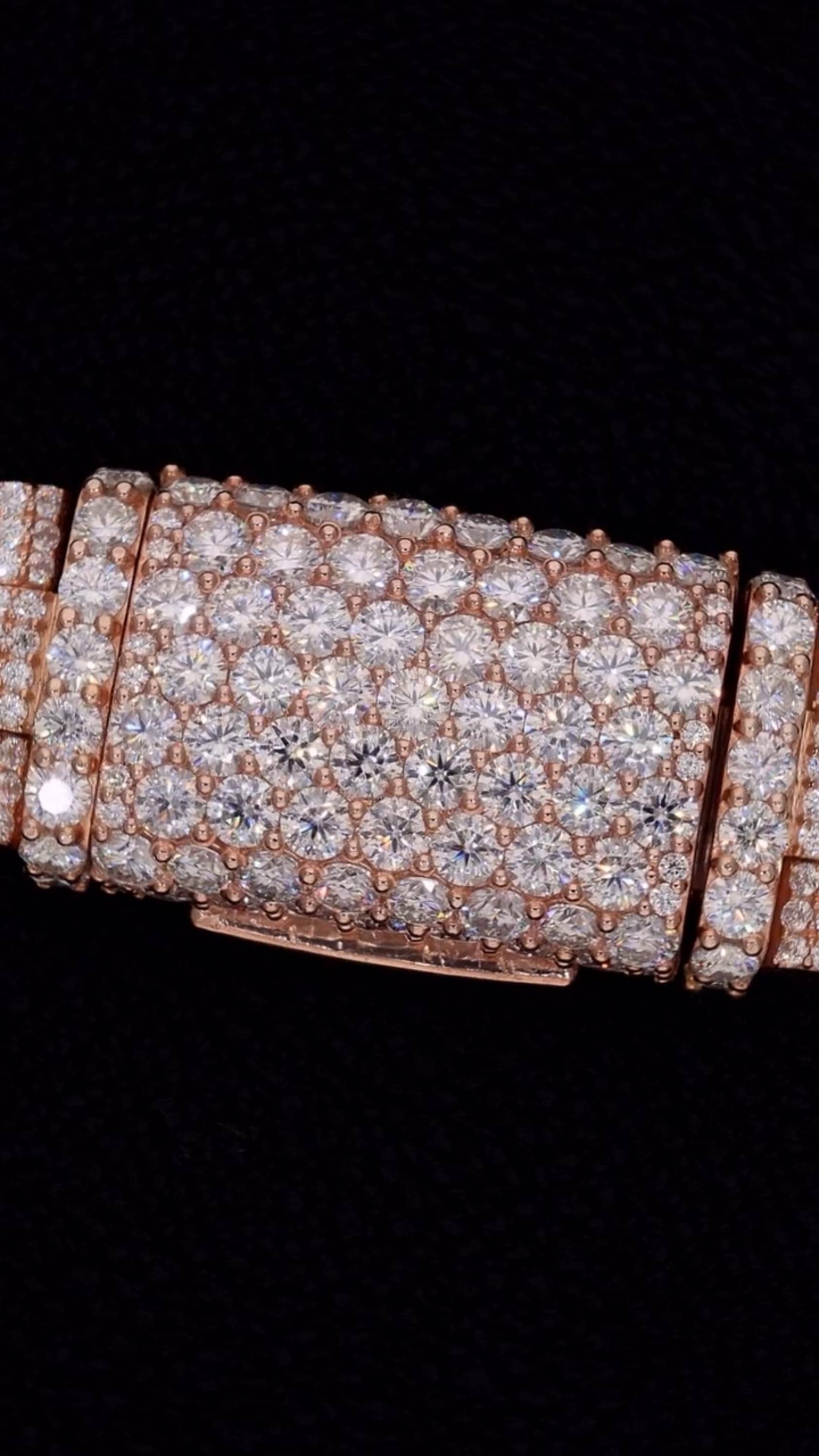23mm Iced Out Cuban Link Chain, 925 Silver with VVS Moissanite Diamonds, Rose Gold Finish, Luxury Hip Hop Necklace, Men’s Jewelry