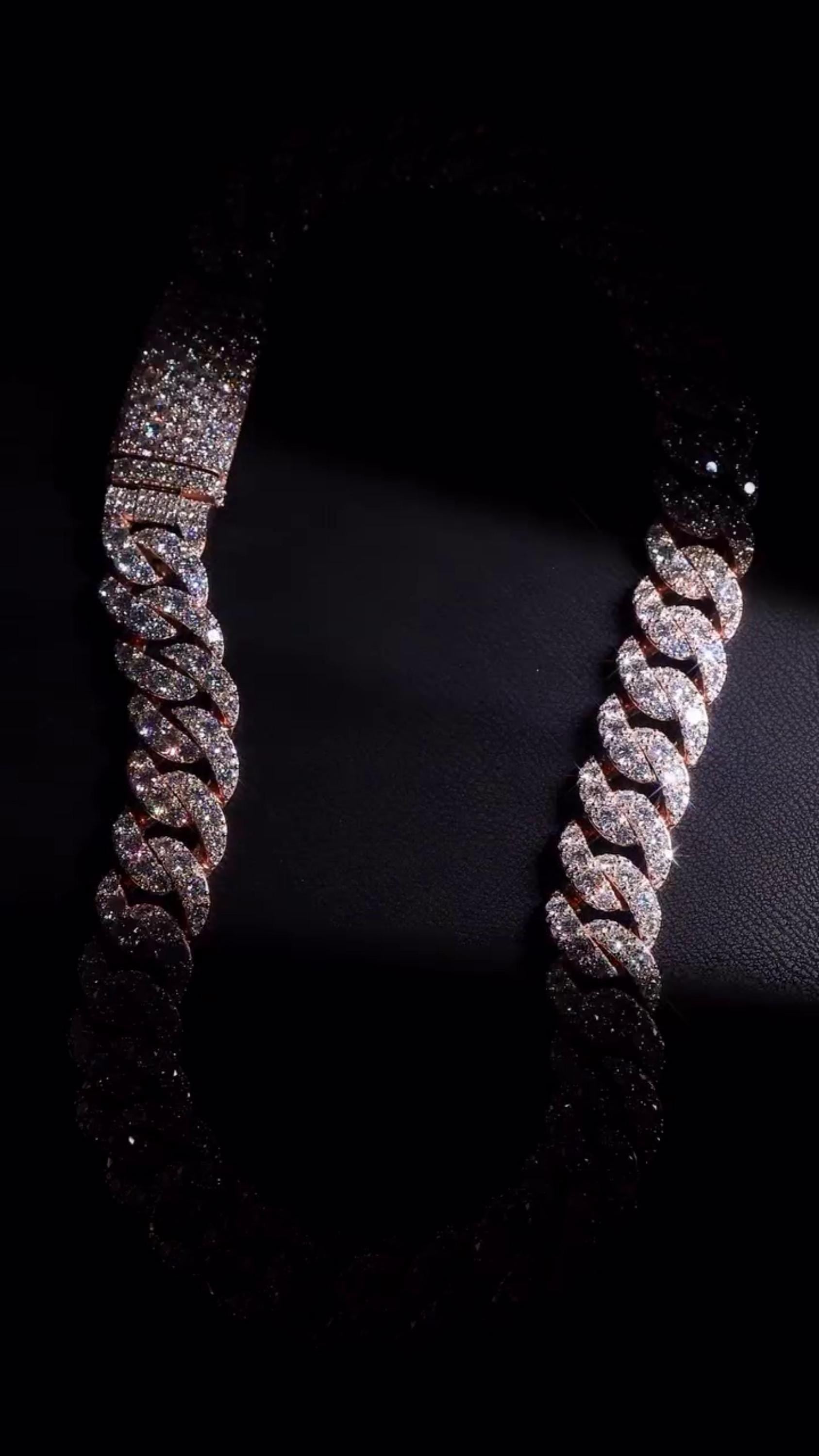 23mm Iced Out Cuban Link Chain, 925 Silver with VVS Moissanite Diamonds, Rose Gold Finish, Luxury Hip Hop Necklace, Men’s Jewelry