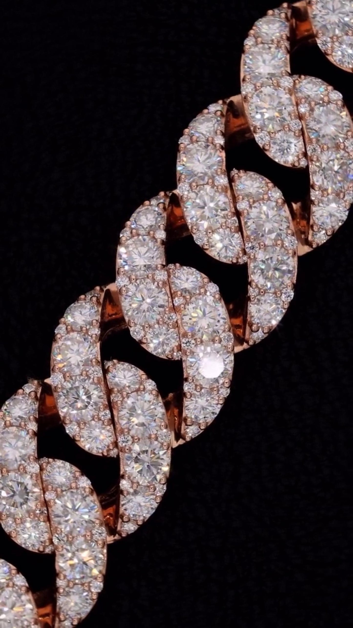 23mm Iced Out Cuban Link Chain, 925 Silver with VVS Moissanite Diamonds, Rose Gold Finish, Luxury Hip Hop Necklace, Men’s Jewelry