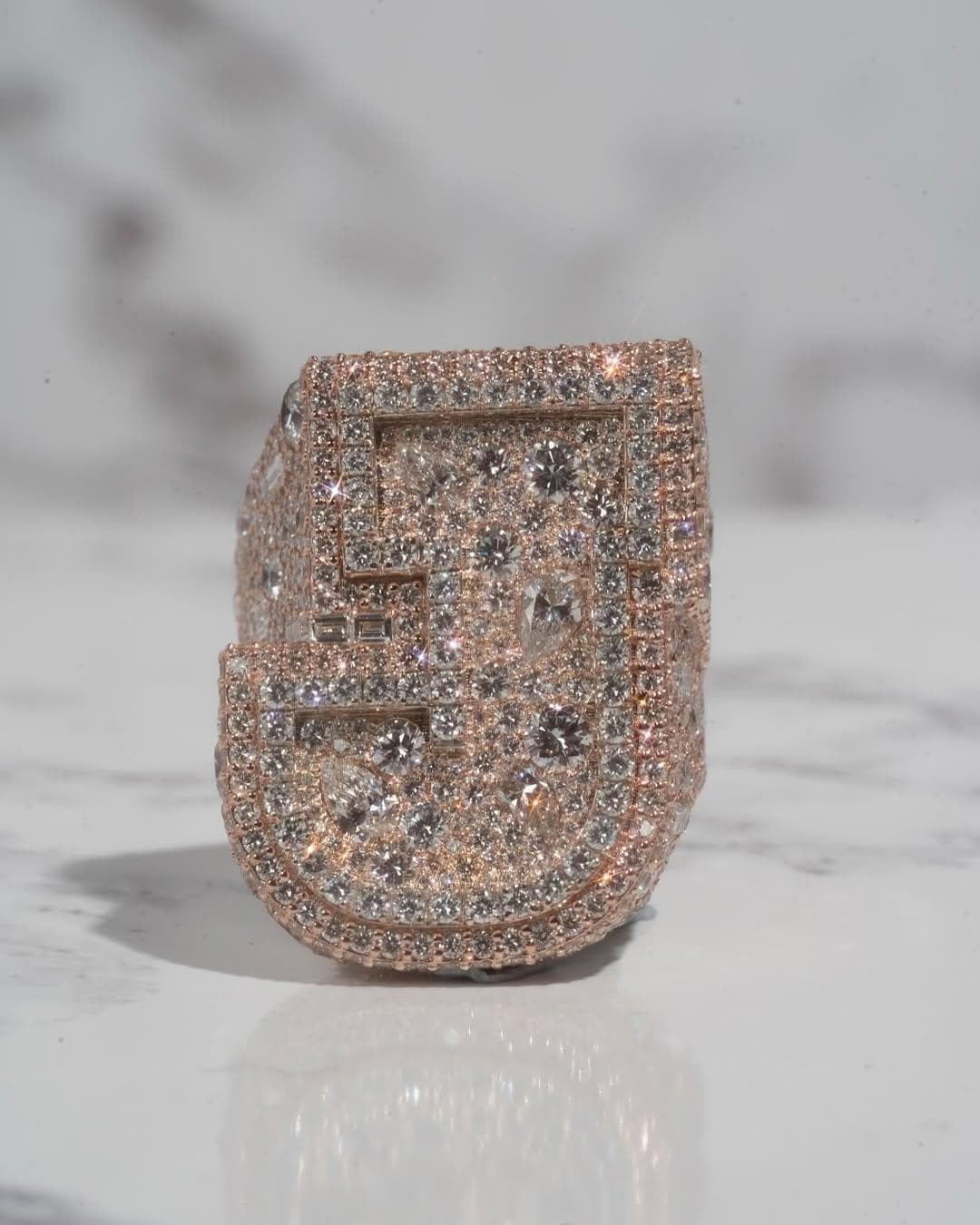 Men's Custom Initial Ring | VVS1 Moissanite Diamonds | Rhodium Plated 925 Silver | Statement Ring | Hip Hop Jewelry Gift | Personalized Ring