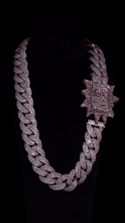 Big Pave Cuban Chain with 100cts Diamonds - 26mm Wide, VVS1 Quality Round-cut Moissanite Diamond, Pass Diamond Tester