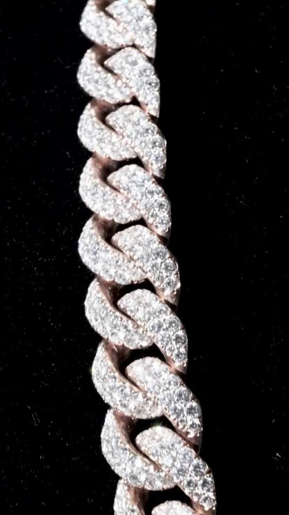 18mm Miami Cuban Link Chain | 2 rows of VVS1 Quality Round-Cut Moissanite | Passes Diamond Tester | Rhodium-Plated 925 Sterling Silver