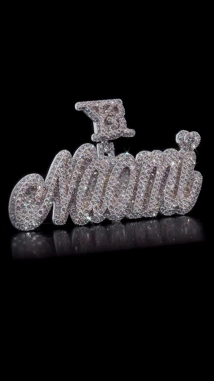 Real Moissanite Diamonds Women Layered Name Pendant, Without Chain, Custom Name, Letter, Real Solid 925 Silver, 14k Rose Gold Plated